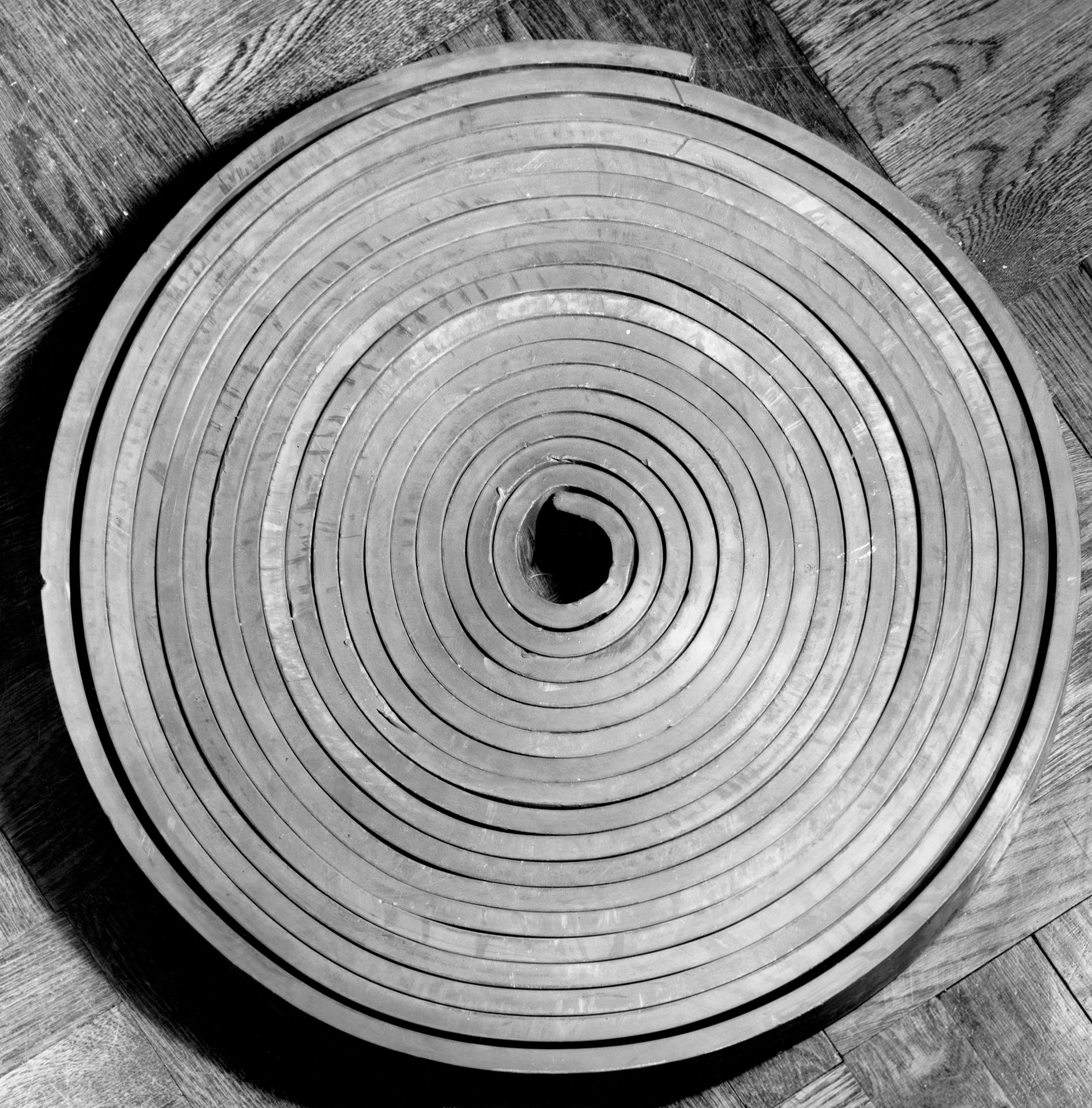 An untitled lead sculpture by Richard Serra, dated 1968.