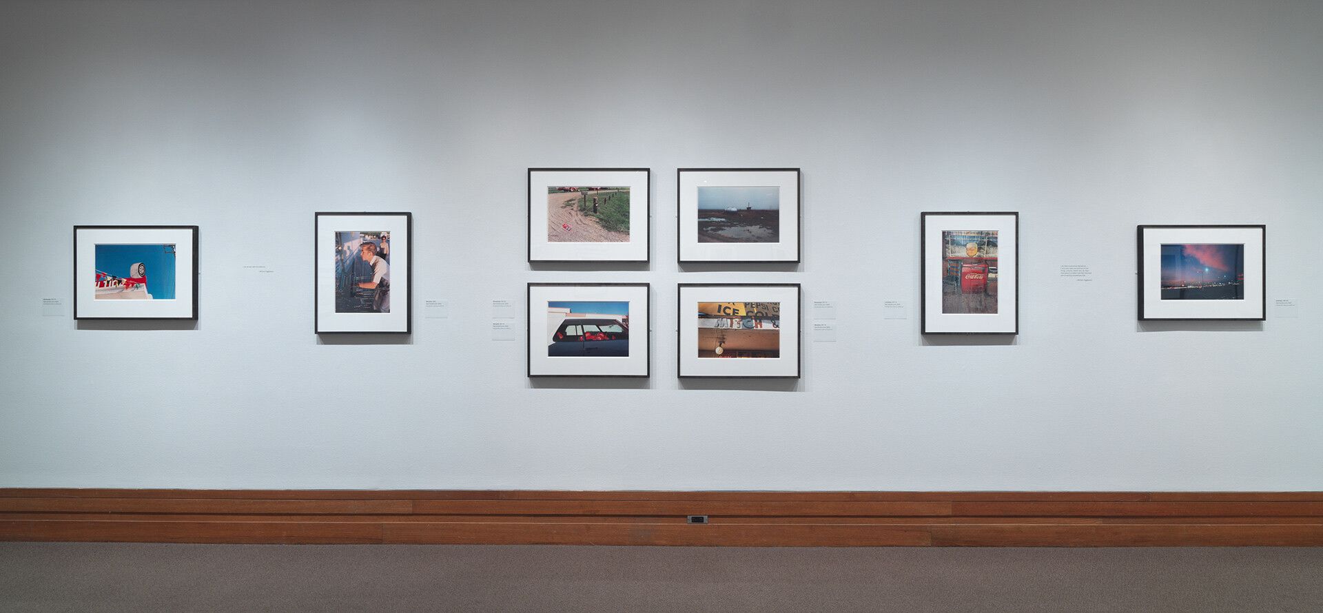 An installation view of the exhibition titled William Eggleston: Los Alamos, at the Metropolitan Museum of Art, New York, in 2018.