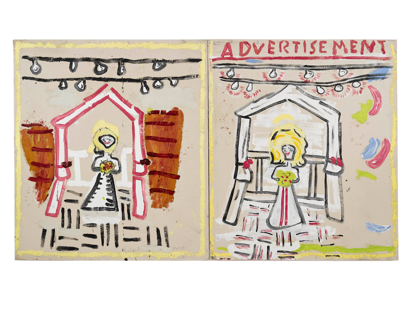 A painting by Rose Wylie, titled Naff Bride, dated 2019.