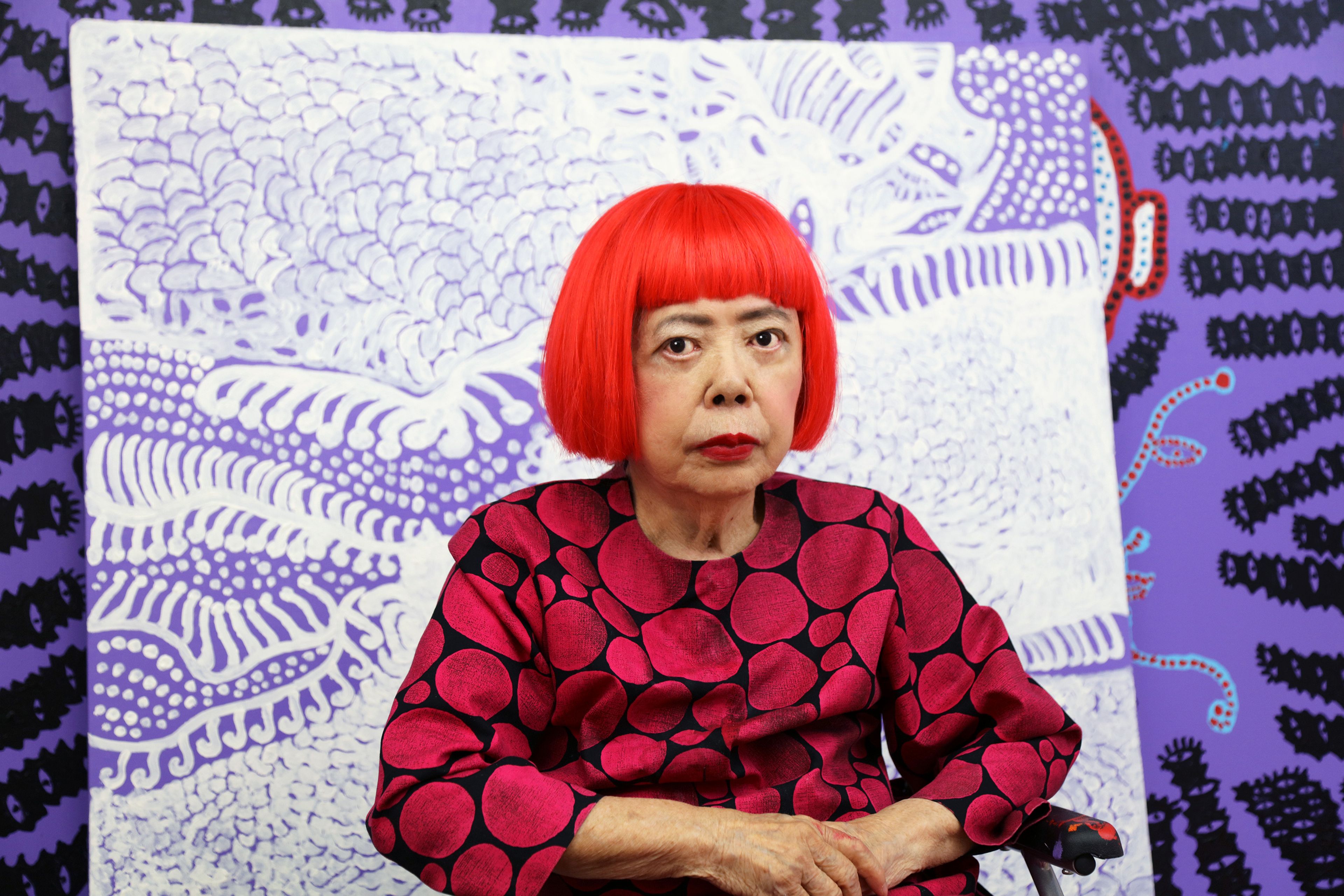 A portrait of Yayoi Kusama in her studio, dated 2019.