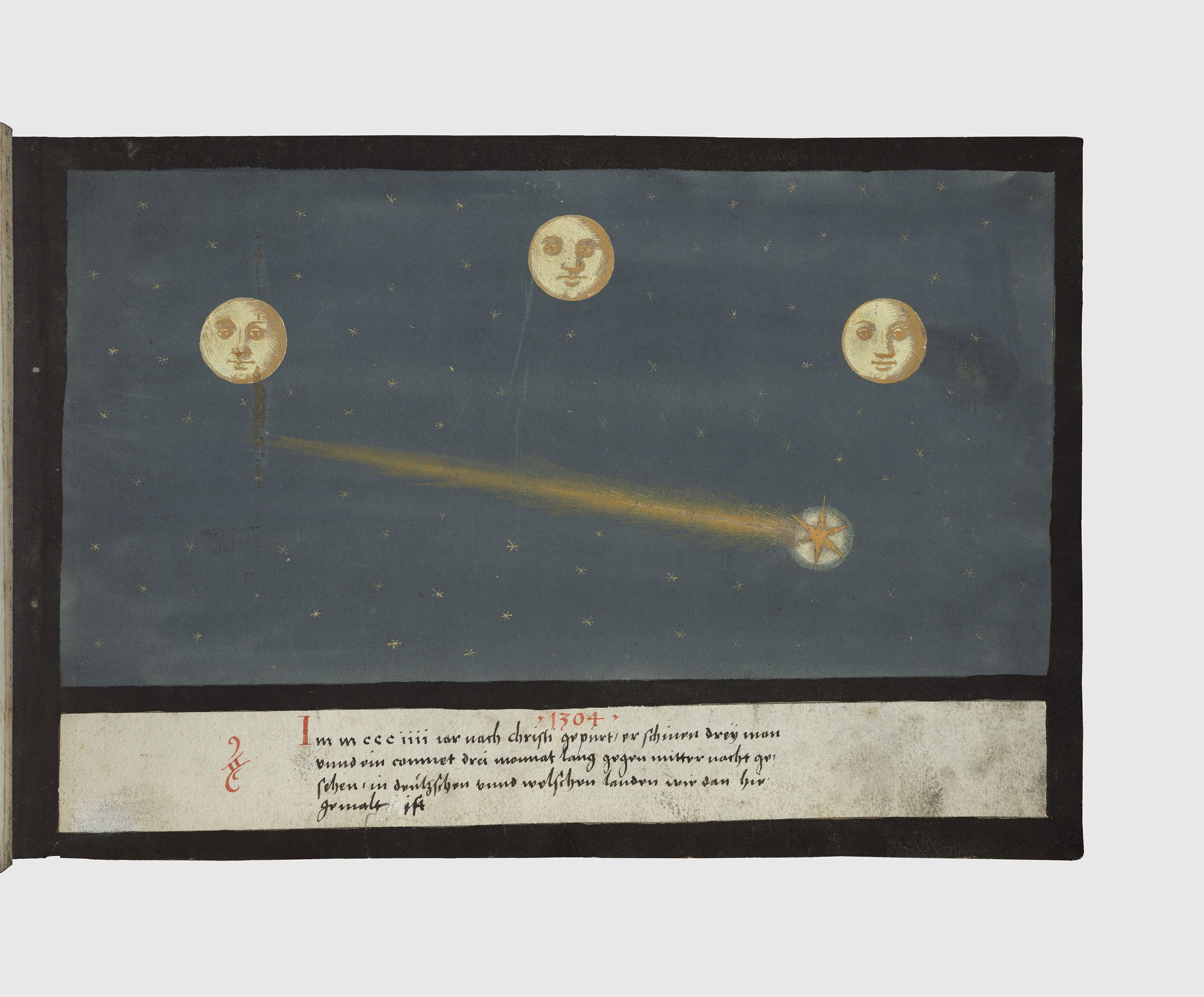 A 167 drawings, gouache, watercolor, and inscriptions on paper artwork by Anonymous, titled Wunderzeichenbuch (Book of 167 watercolors), circa 1552.