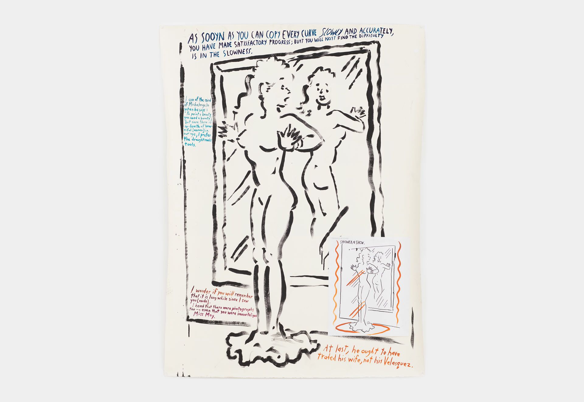 A drawing by Raymond Pettibon, titled No Title (As sooyn as...), dated 2017.