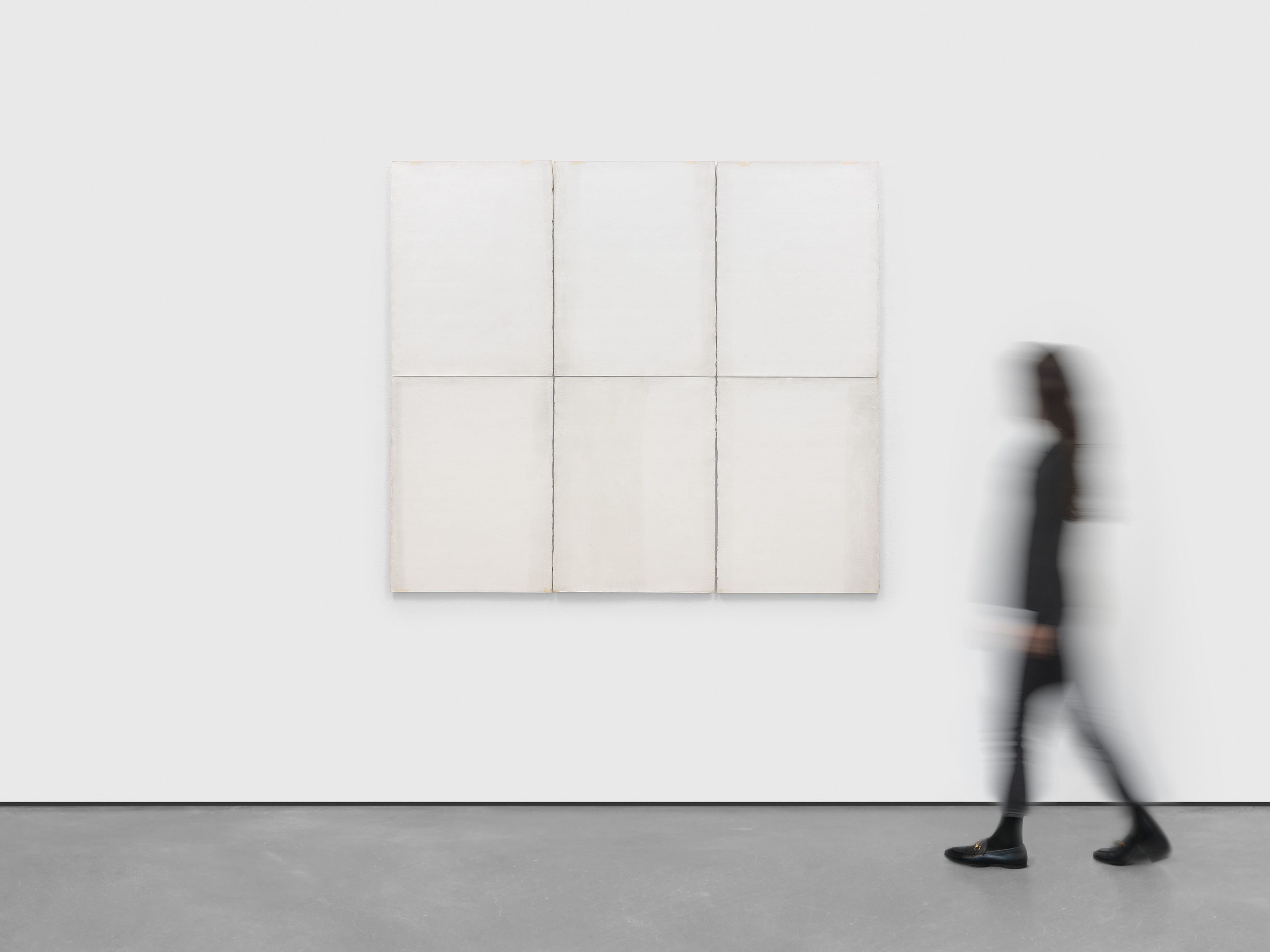 A six part painting by Robert Ryman, titled Classico 6, dated 1968.