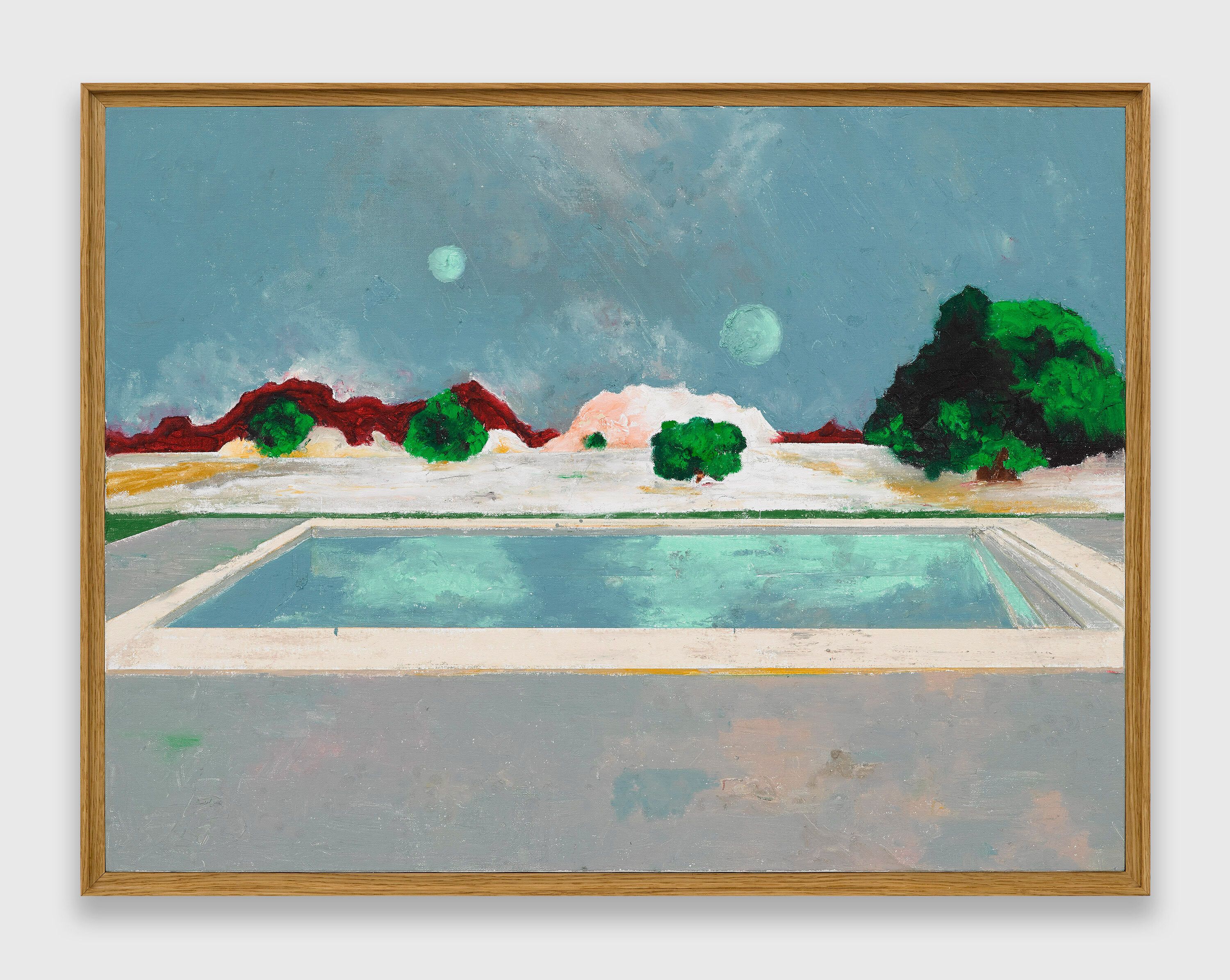 An oil stick and pencil on canvas in artist's frame artwork by Harold Ancart, titled Untitled, dated 2021.