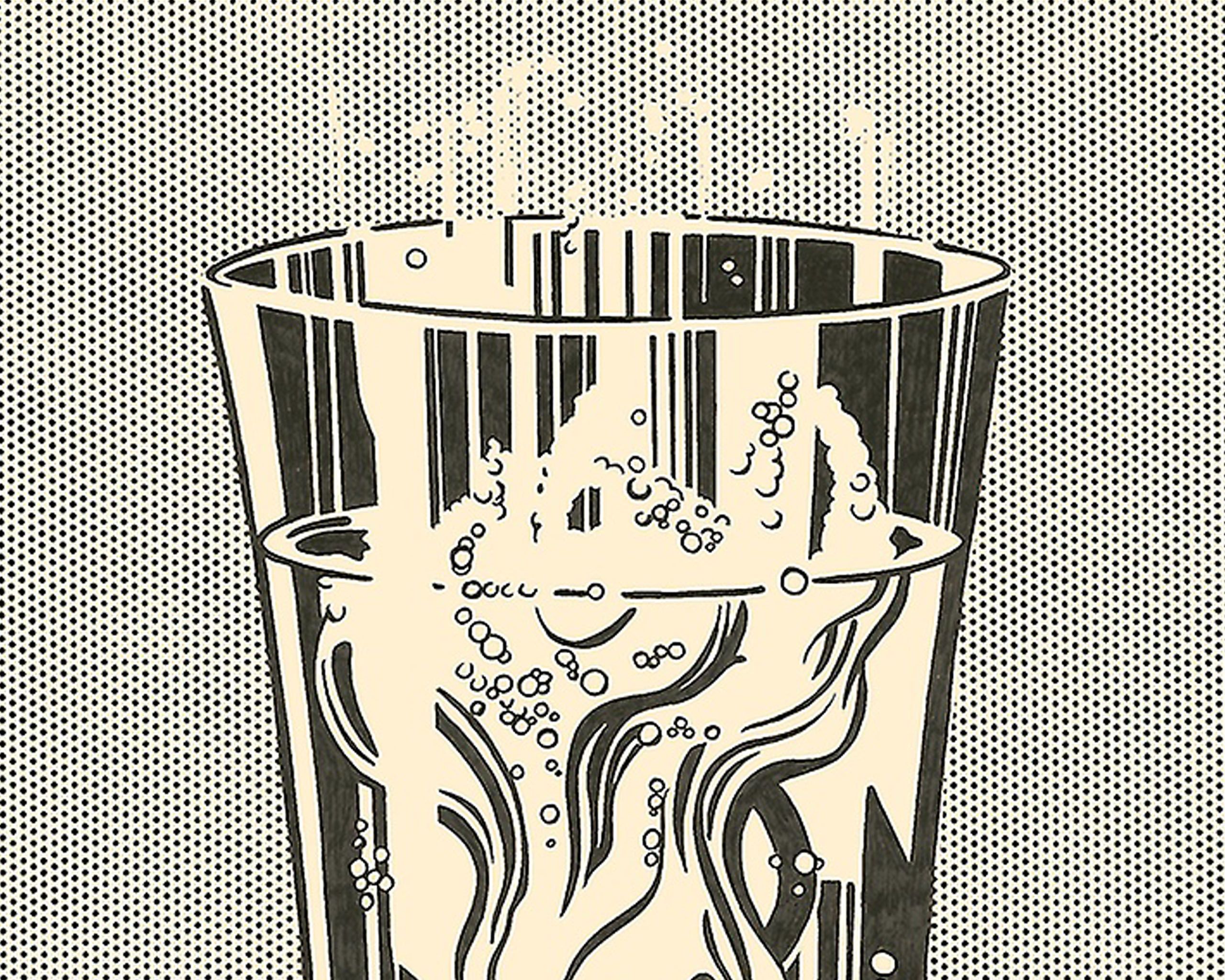 A detail from the work titled Alka Seltzer by Roy Lichtenstein, dated 1966