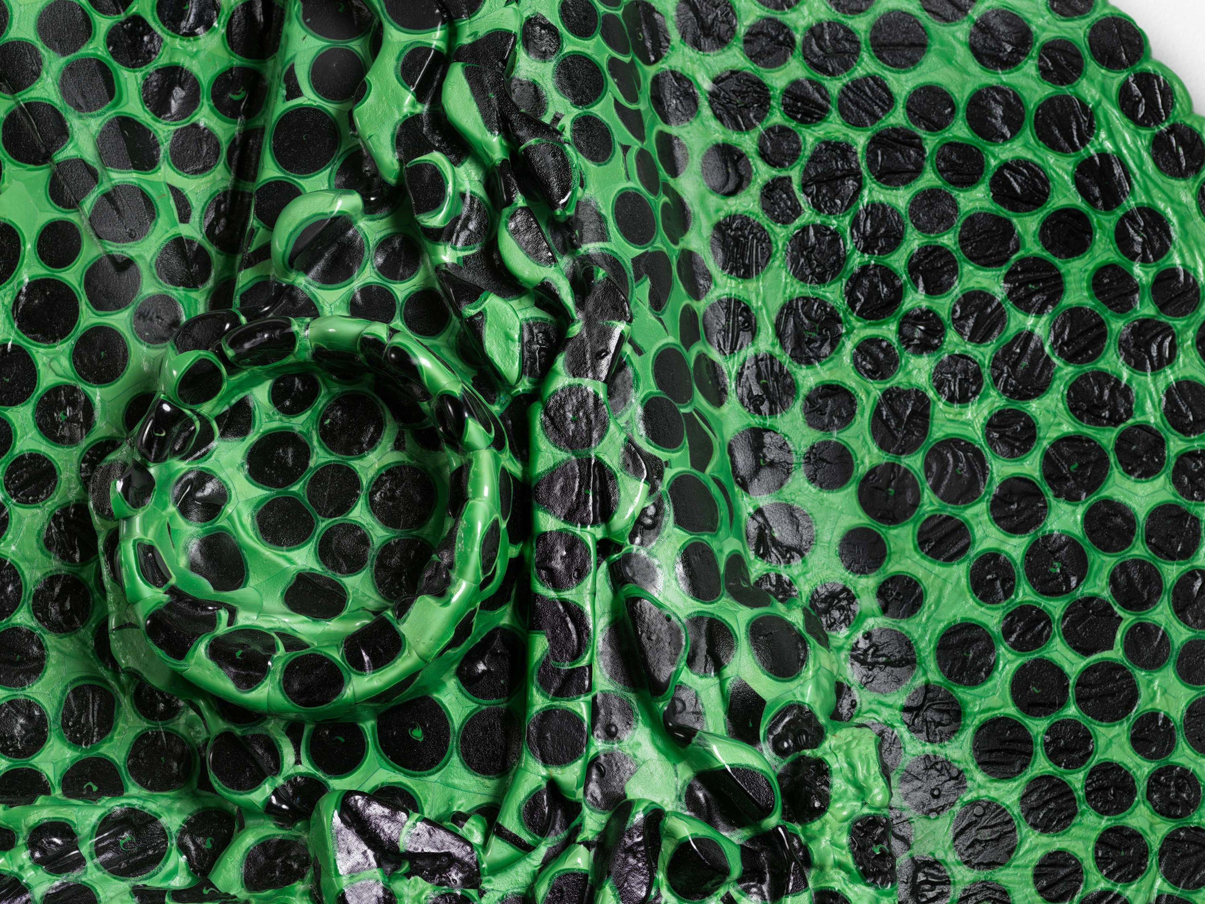 A detail from a sculpture by Andra Ursuta, titled Private Dancer (Pesto), dated 2025.