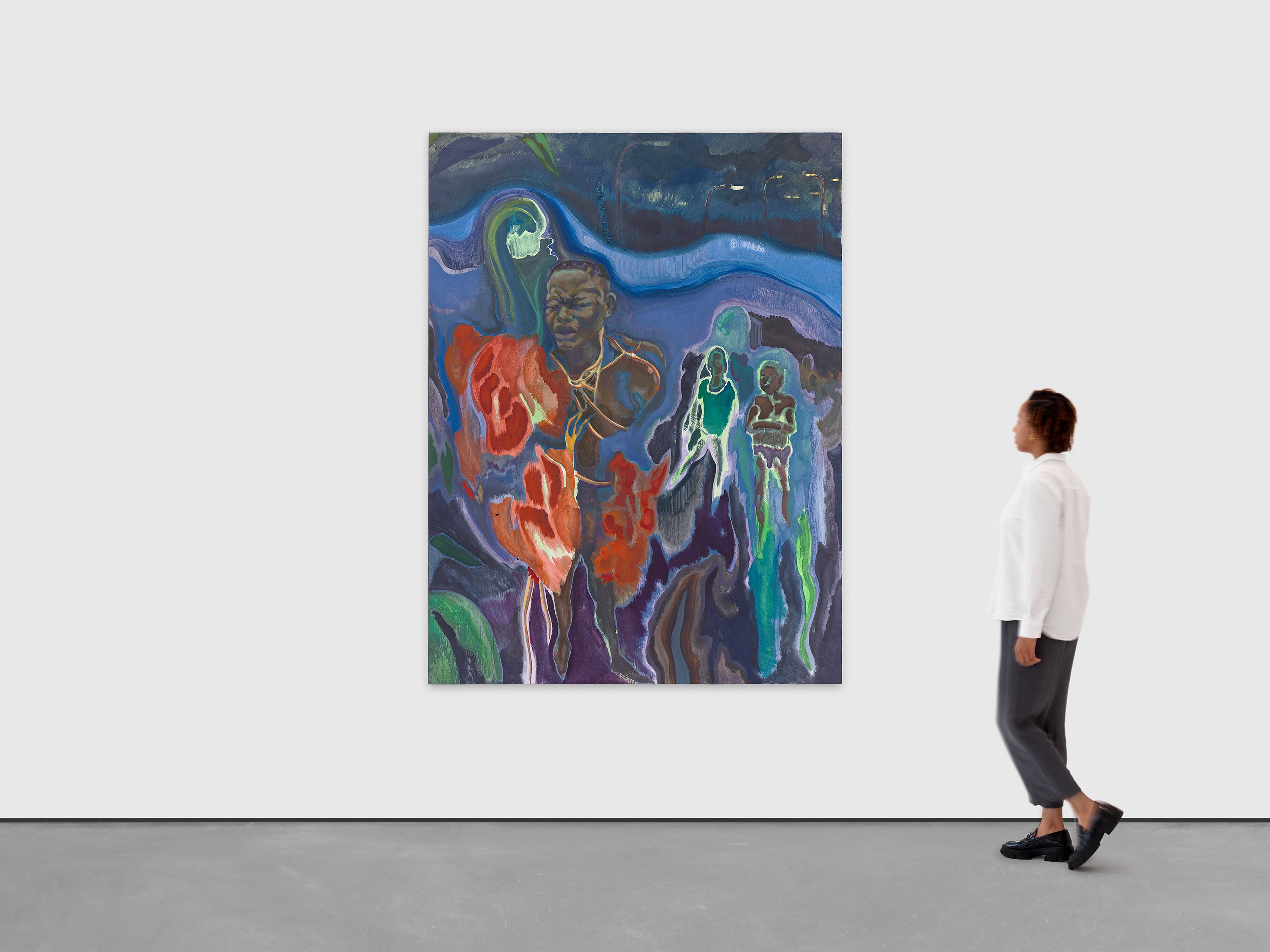A painting by Michael Armitage, titled The Trial, dated 2024.