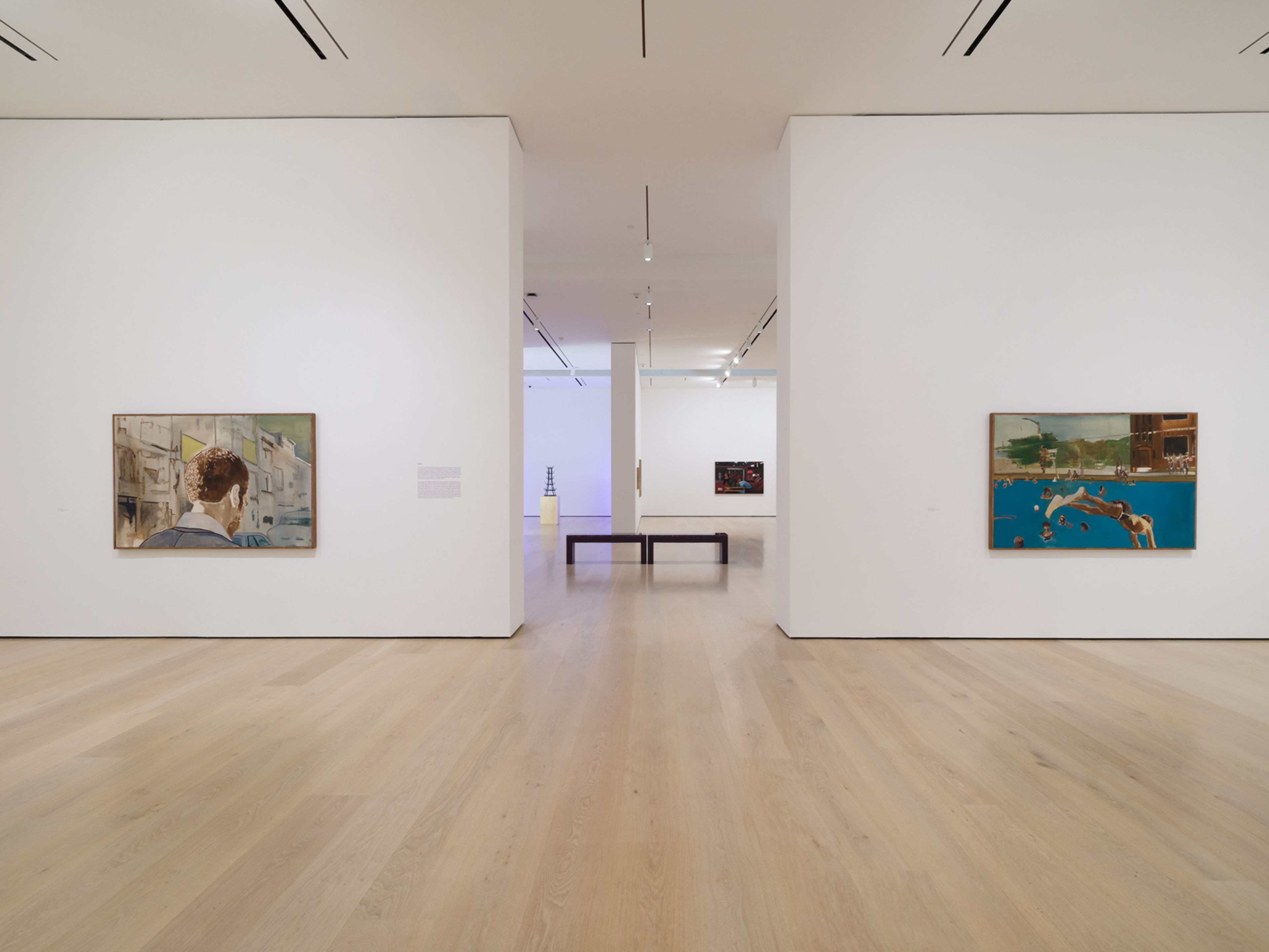 Installation view of the exhibition Noah Davis Marshall at the Hammer Museum in Los Angeles, dated 2025