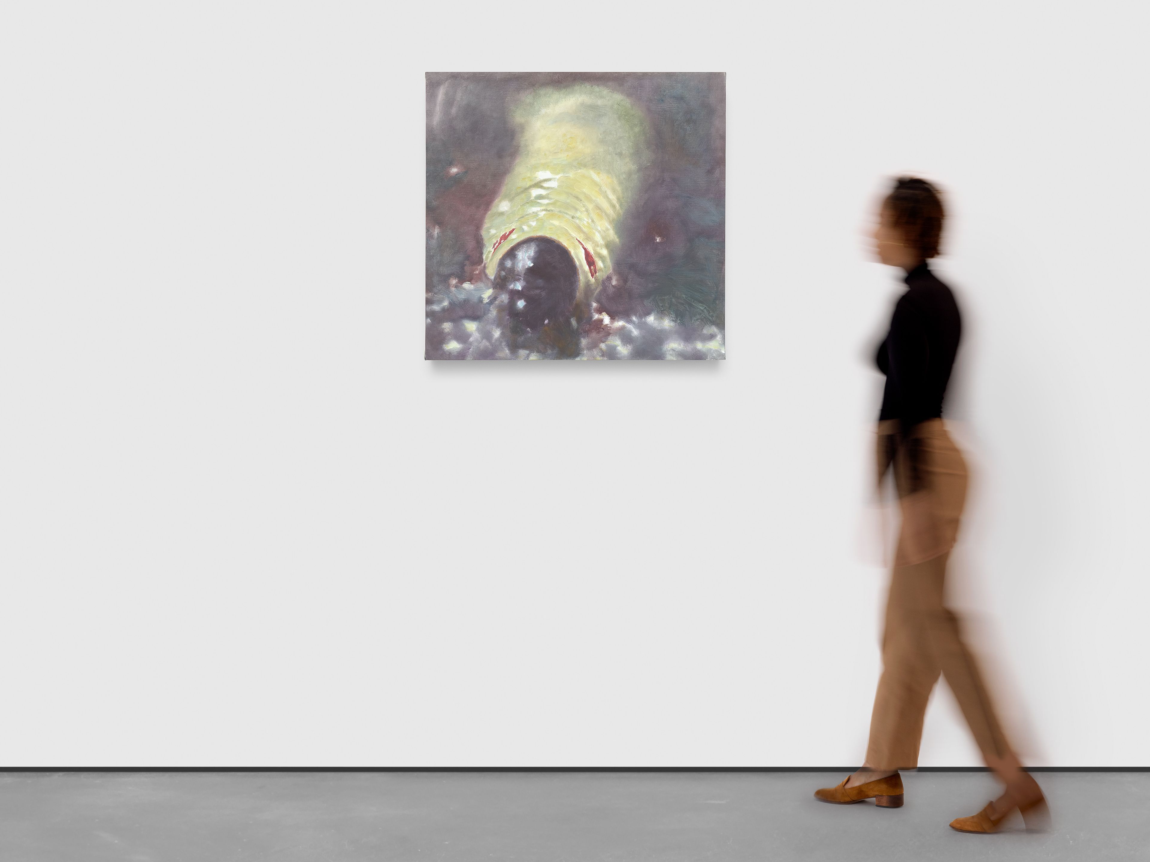 A painting by Luc Tuymans, titled The Maggot, dated 2025.