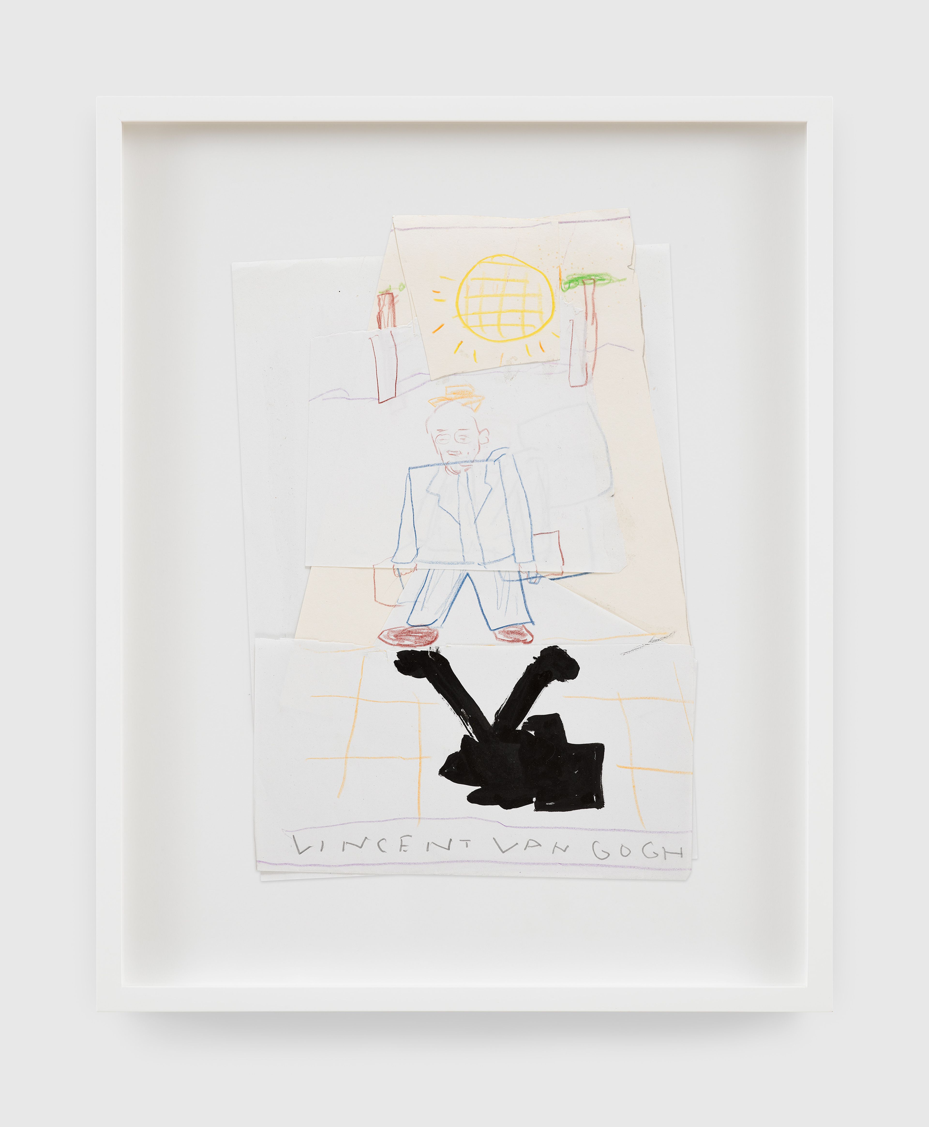 A work on paper by Rose Wylie, titled Vincent Van Gogh Going to Work, dated 2013.
