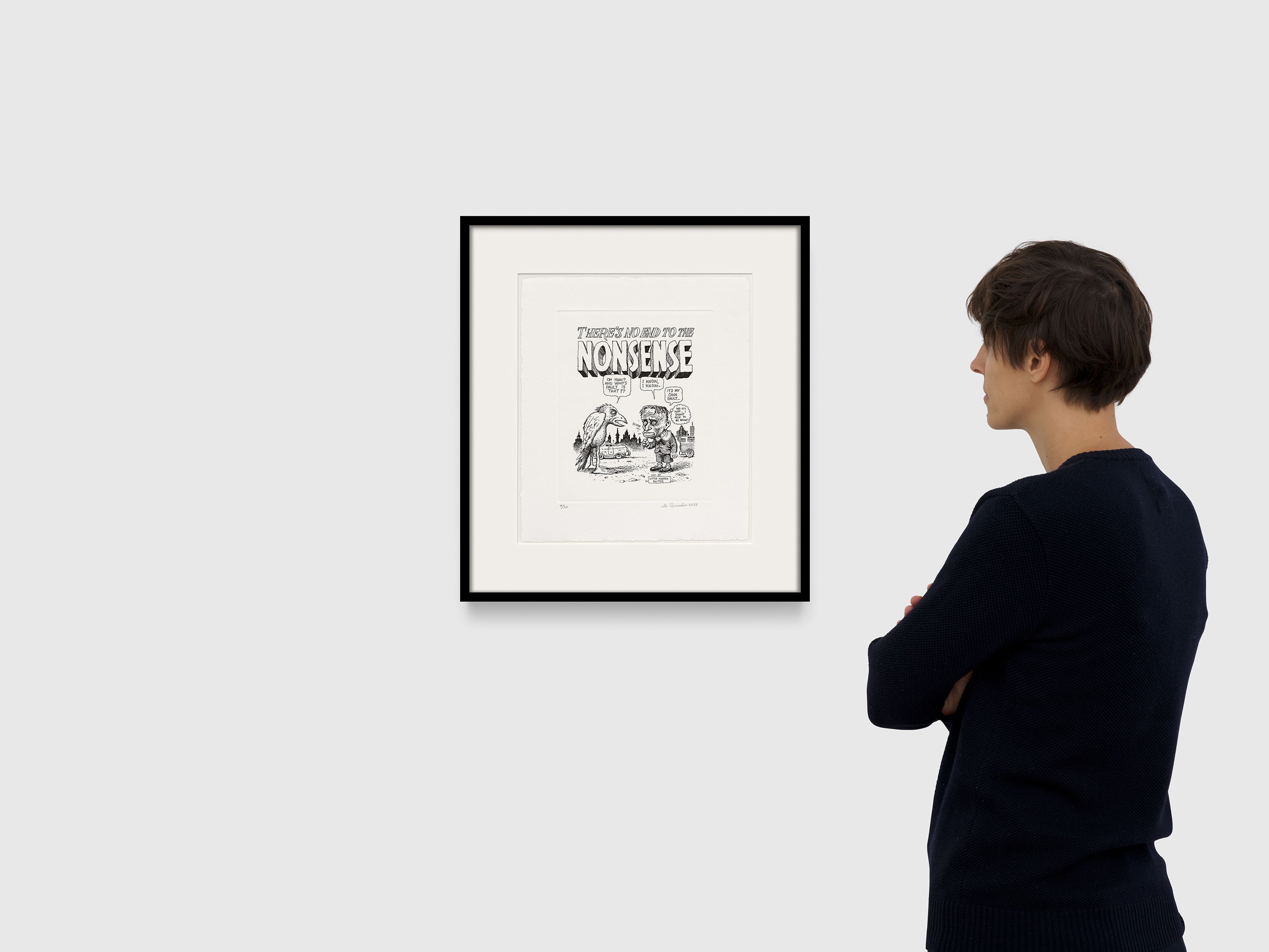 A work on paper by R. Crumb, titled Nonsense, dated 2025.