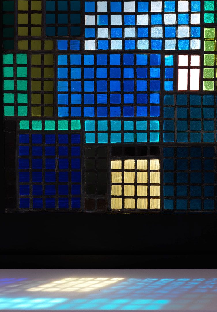 A detail of a glass work by Josef Albers, titled Park, dated c. 1923.