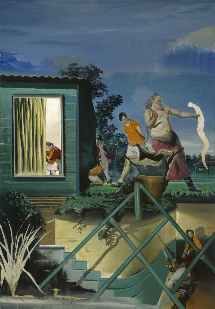 A painting by Neo Rauch, titled Lösung, dated 2005.
