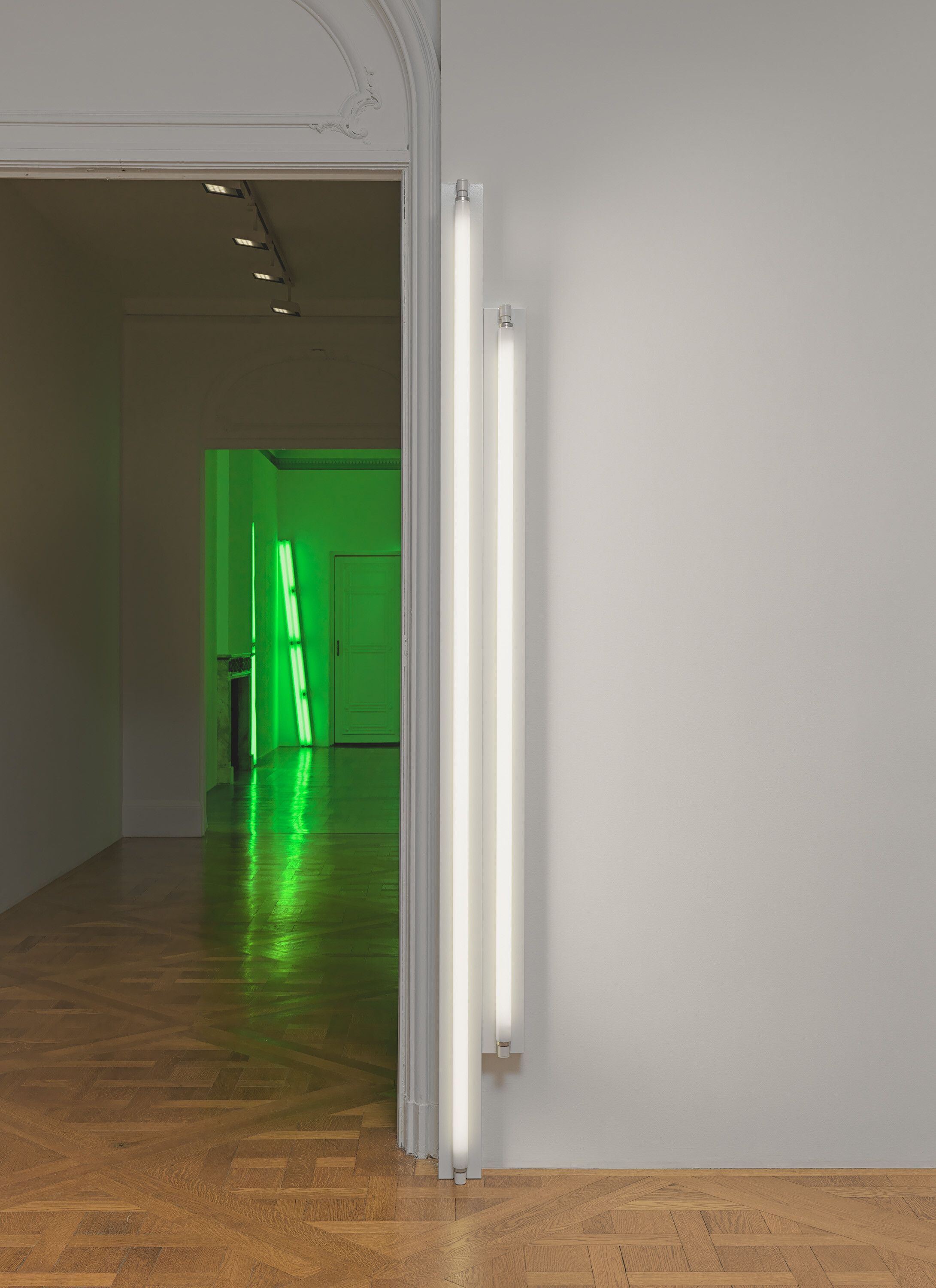 A cool white fluorescent light by Dan Flavin, called untitled, dated 1967.