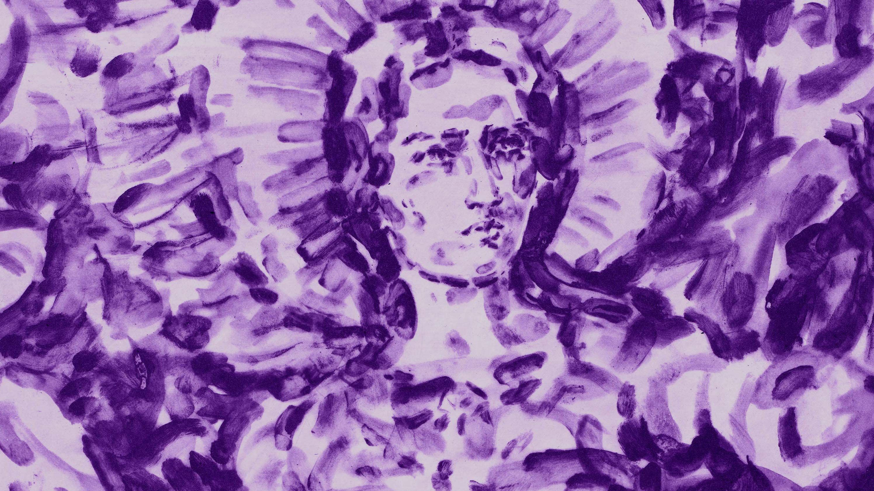 A detail of an artwork by Elizabeth Peyton, titled Angel (Mary Magdalene), dated 2023