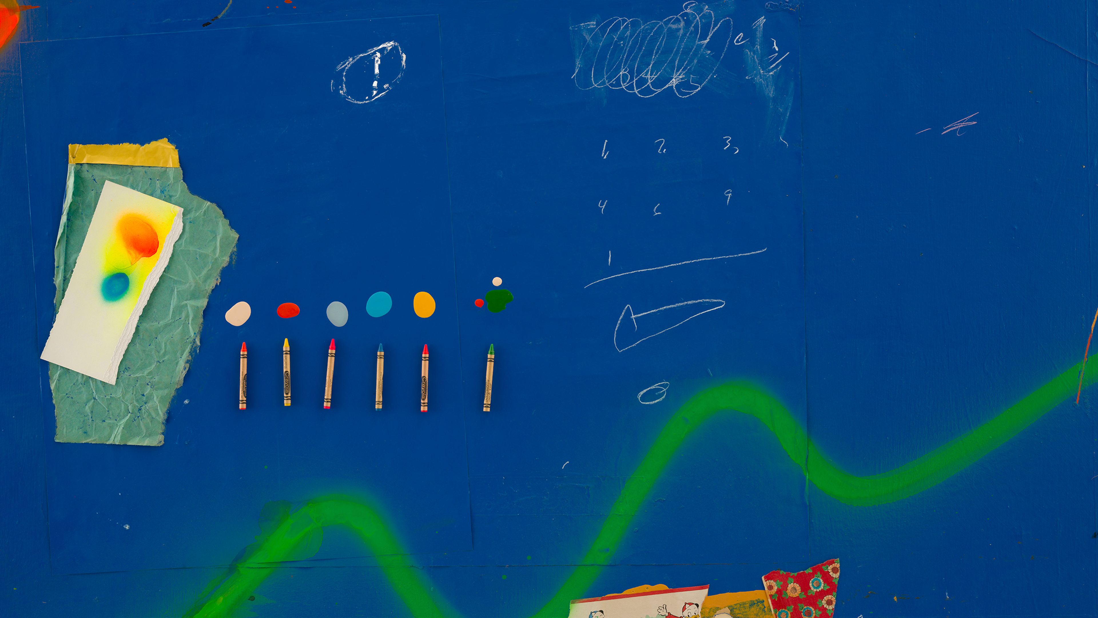 An artwork by Raymonf Saunders called  It Wasn't Easy Being a First Grader, dated  1979/1984