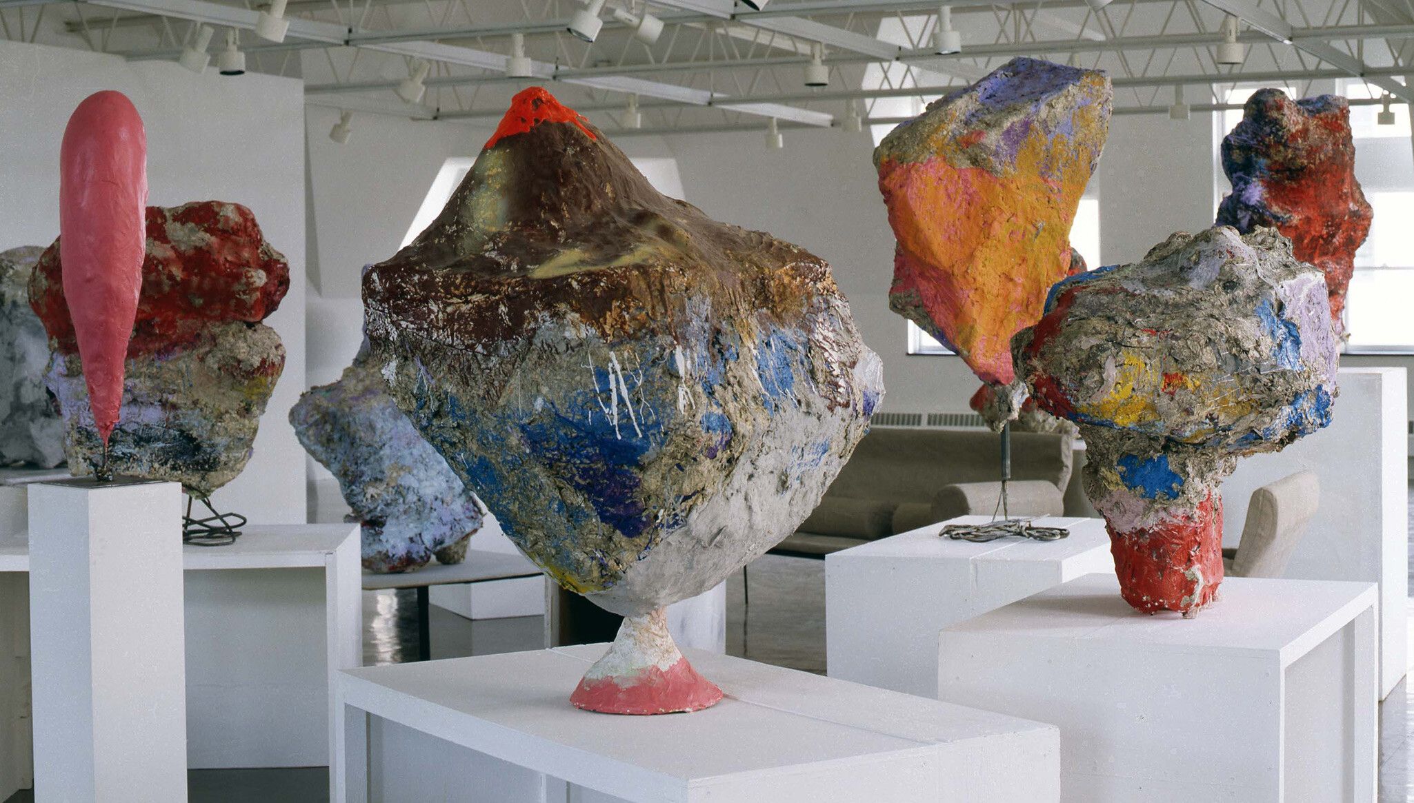 Installation view of Franz West’s Vorschein und Alltag (Pre-Semblance and the Everyday) at The Renaissance Society in New York