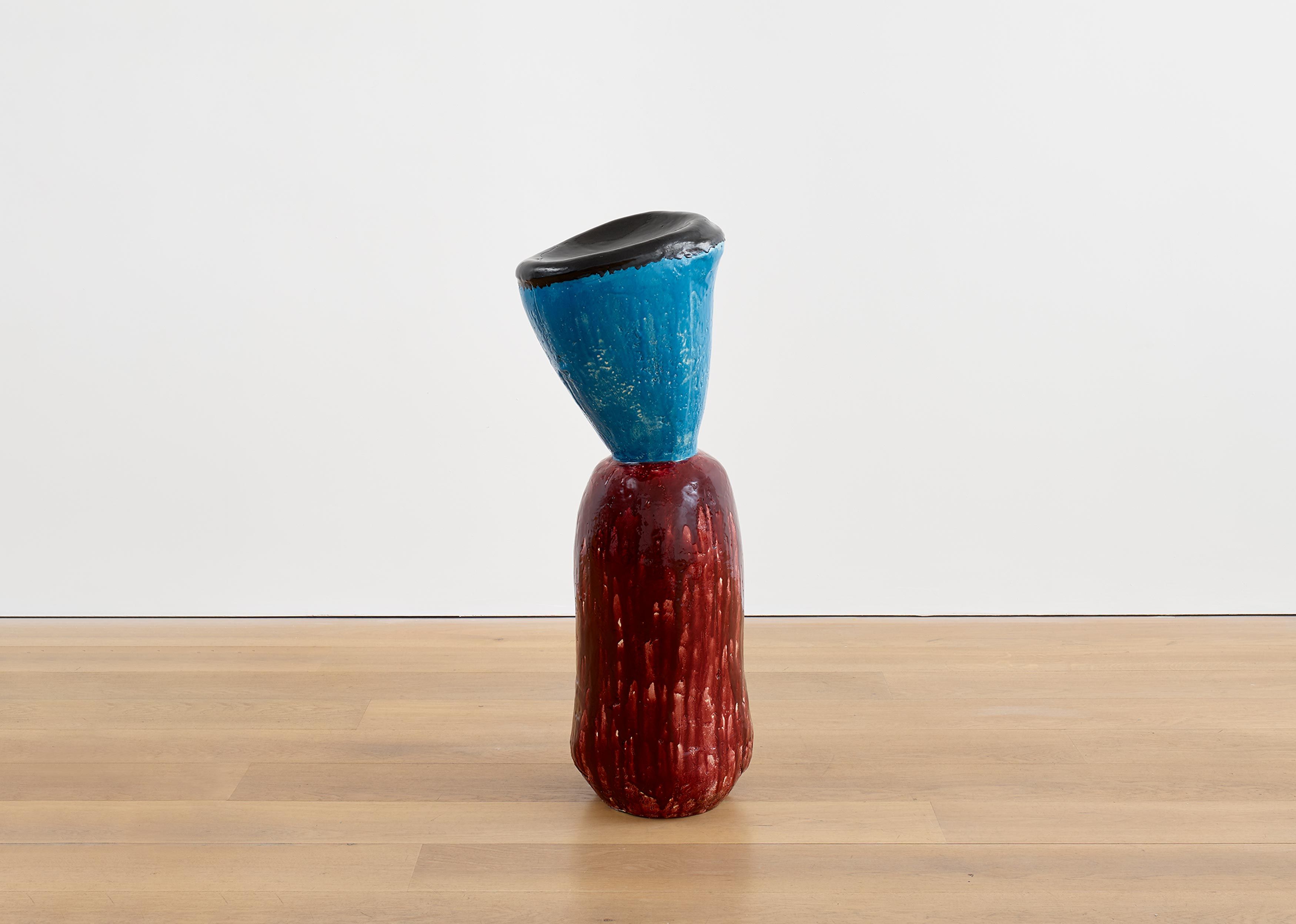 A sculpture by Rose Wylie, titled Liqueur Bottle, dated 2020.