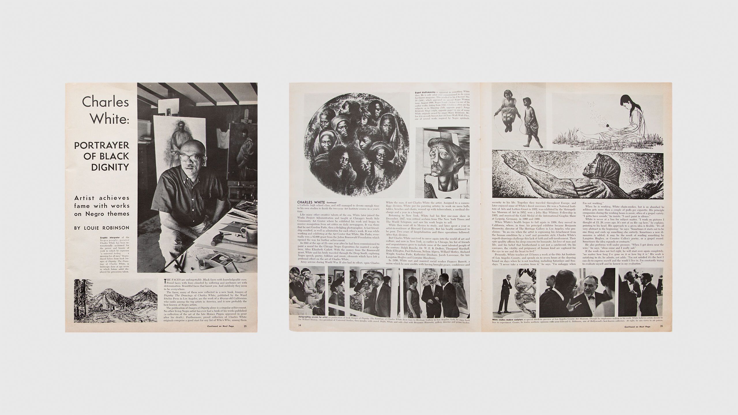 This is a scanned version of an article titled Charles White, Portrayer of black Dignity published on Ebony Magazine, 1967