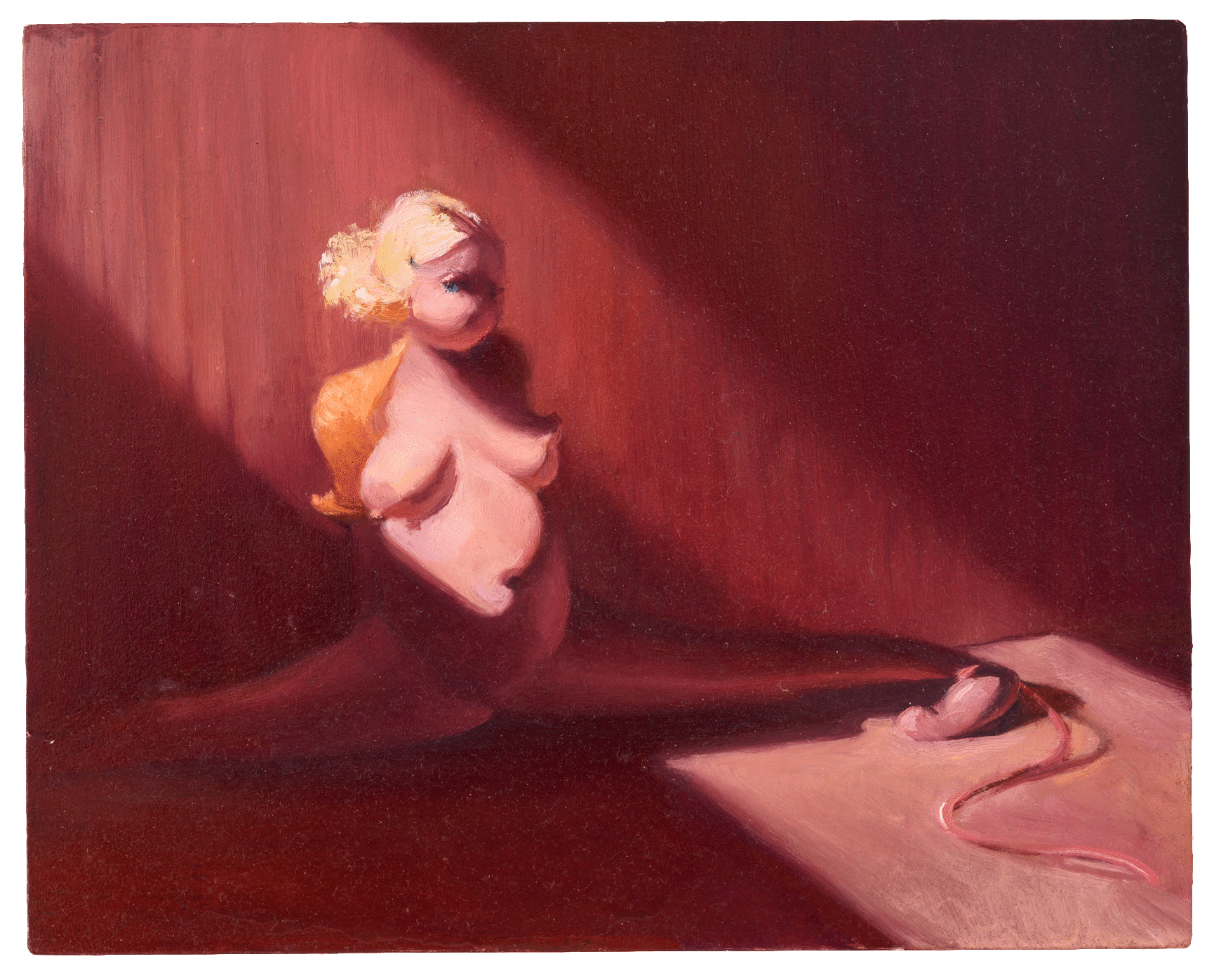 A painting by Lisa Yuskavage, titled Split, dated 1997.