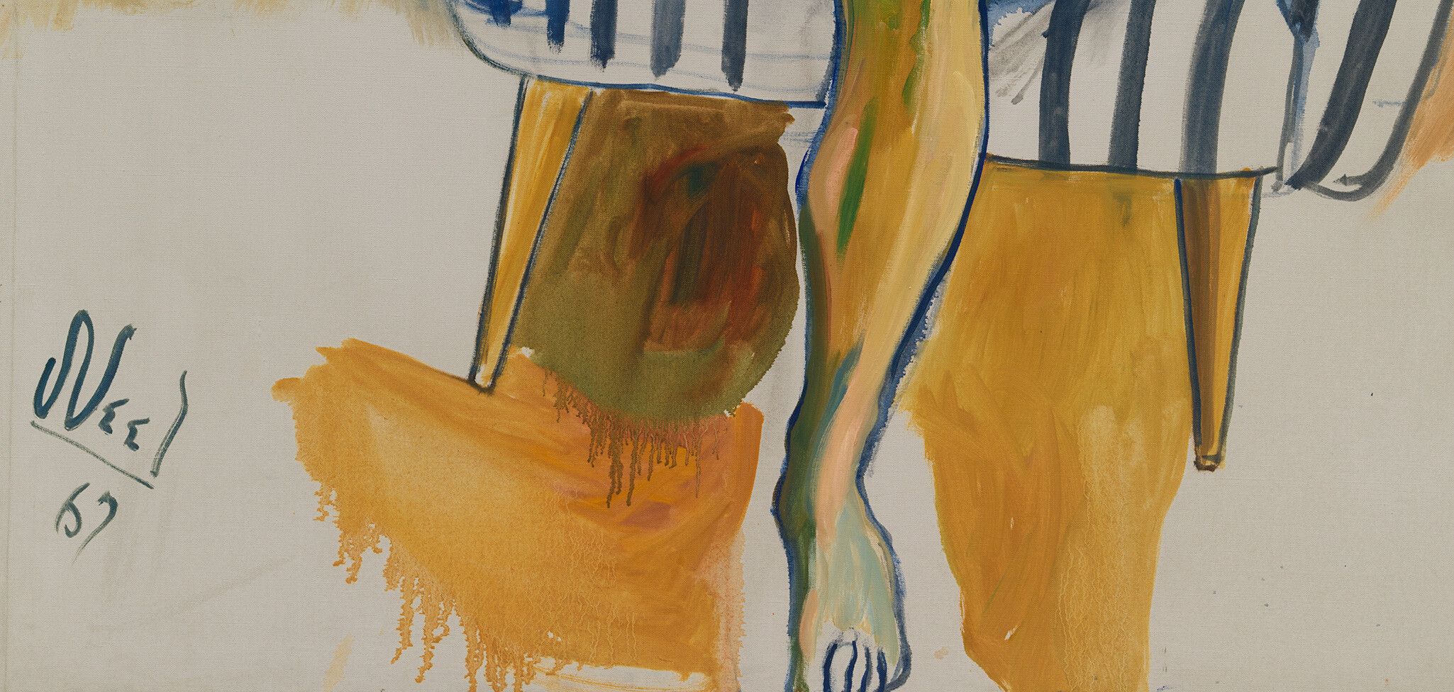 A detail from a painting by Alice Neel, titled Richard, dated 1967.
