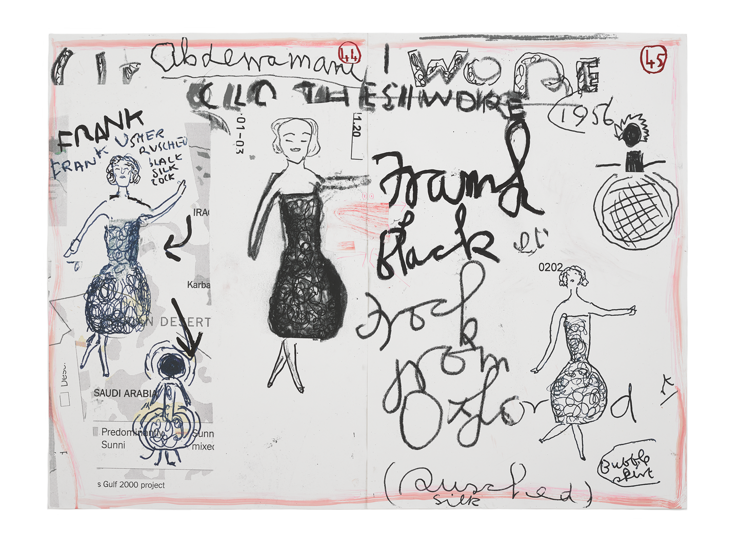A print by Rose Wylie, titled Clothes I Wore #1, dated 2019