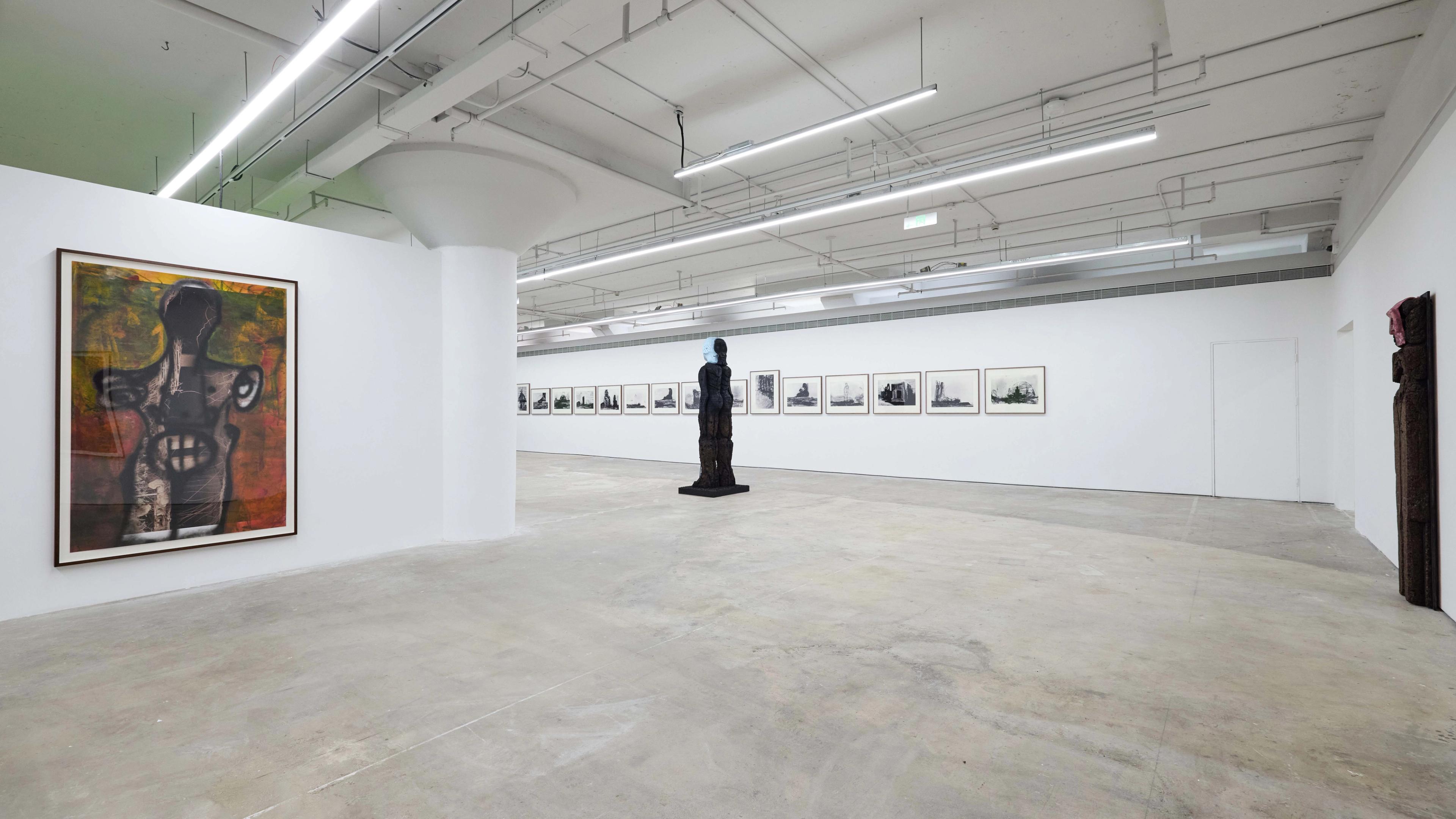 installation view of the exhibition titled Huma Bhabha, at the Cc Art Foundation located in Shanghai, China, dated 2025.
