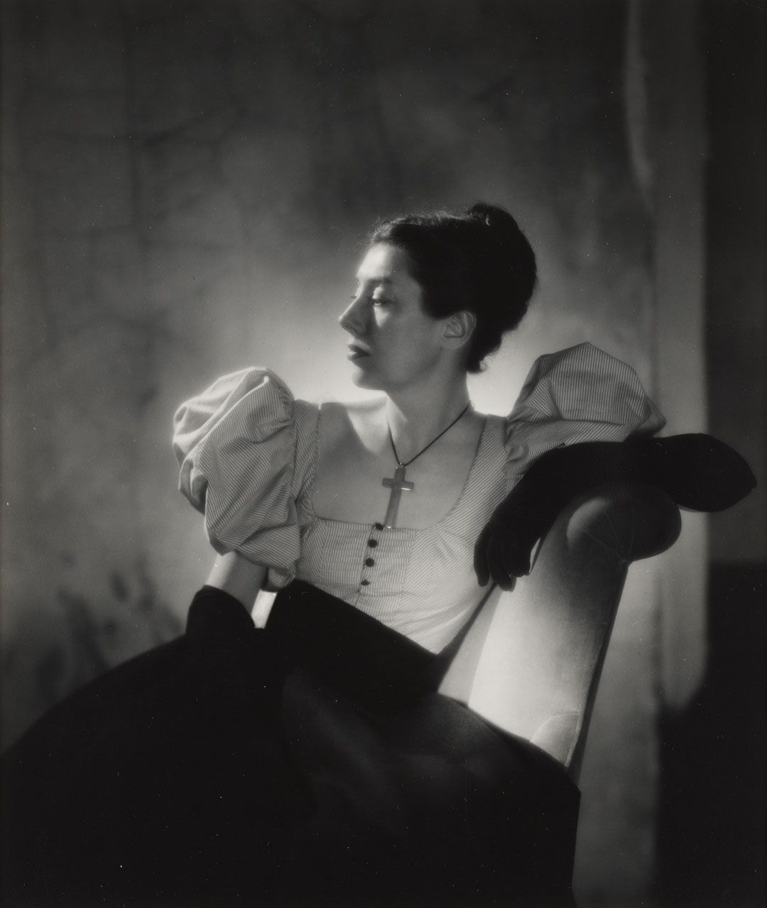 A gelatin silver print by George Platt Lynes, titled Fidelma, dated 1950.
