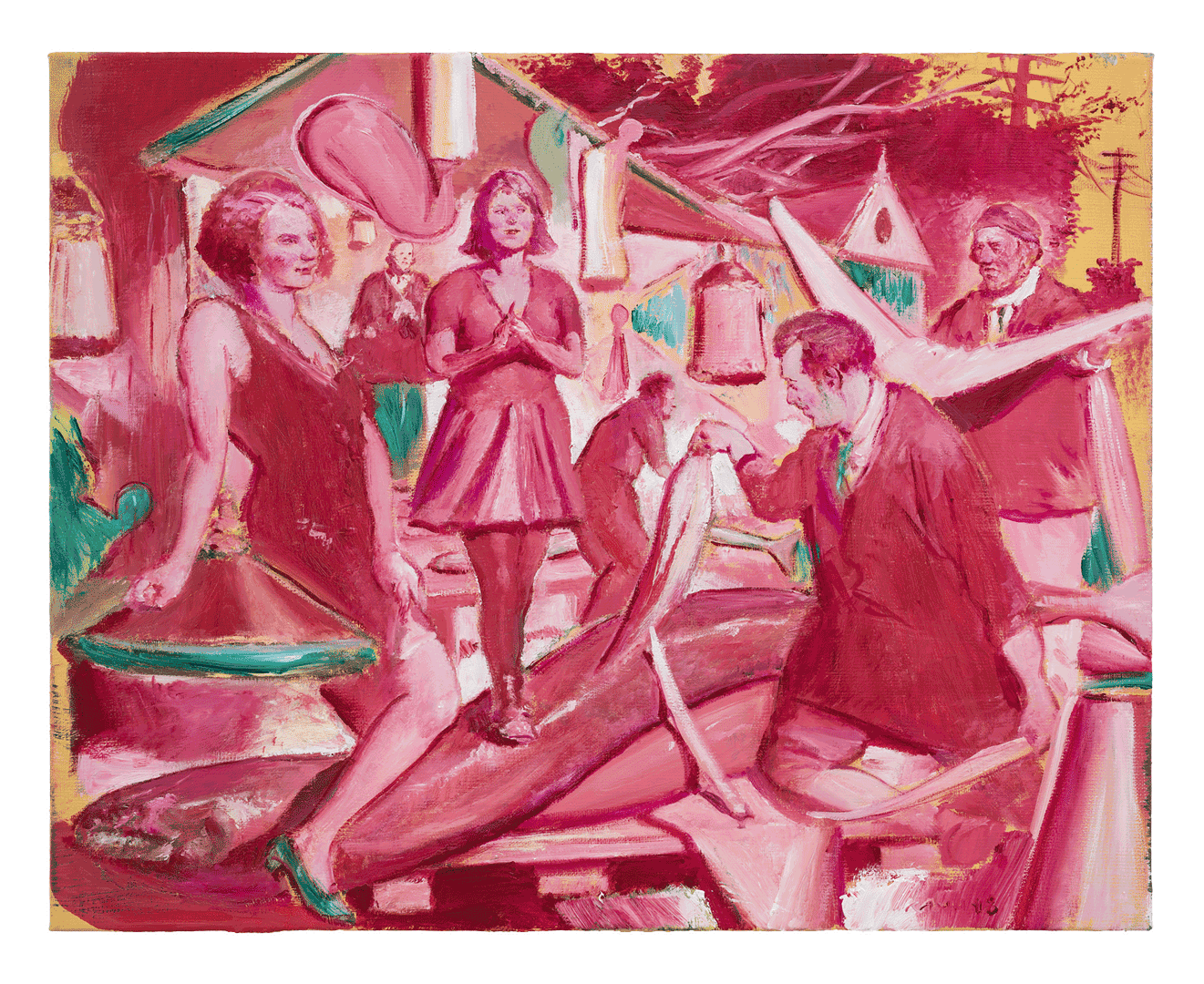 A painting by Neo Rauch, titled Der Aufschneider, dated 2018.