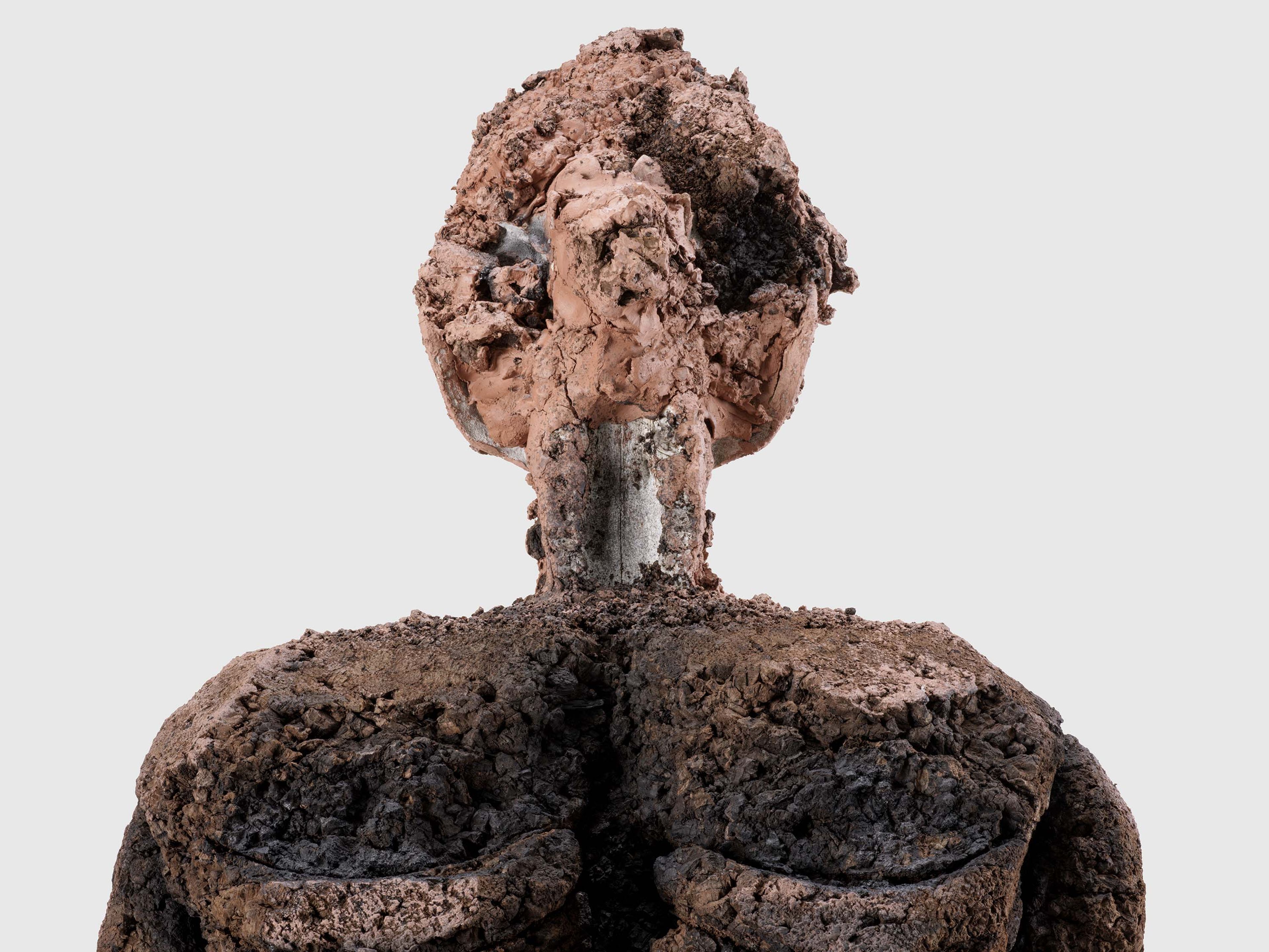 A detail from a sculpture by Huma Bhabha, titled Answer Nothing, dated 2025.