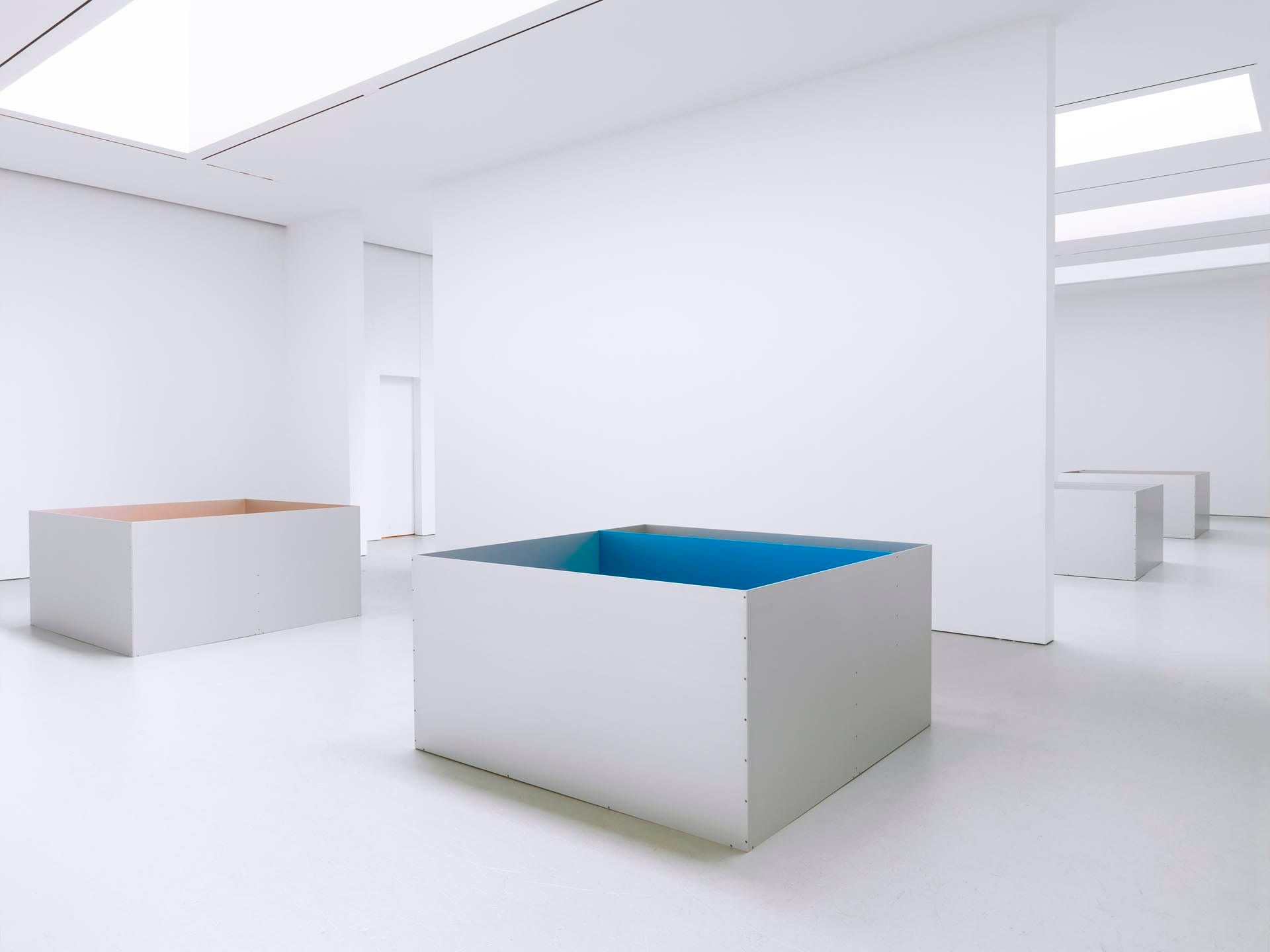 Installation view of the exhibition Donald Judd at David Zwirner in New York, dated 2011.