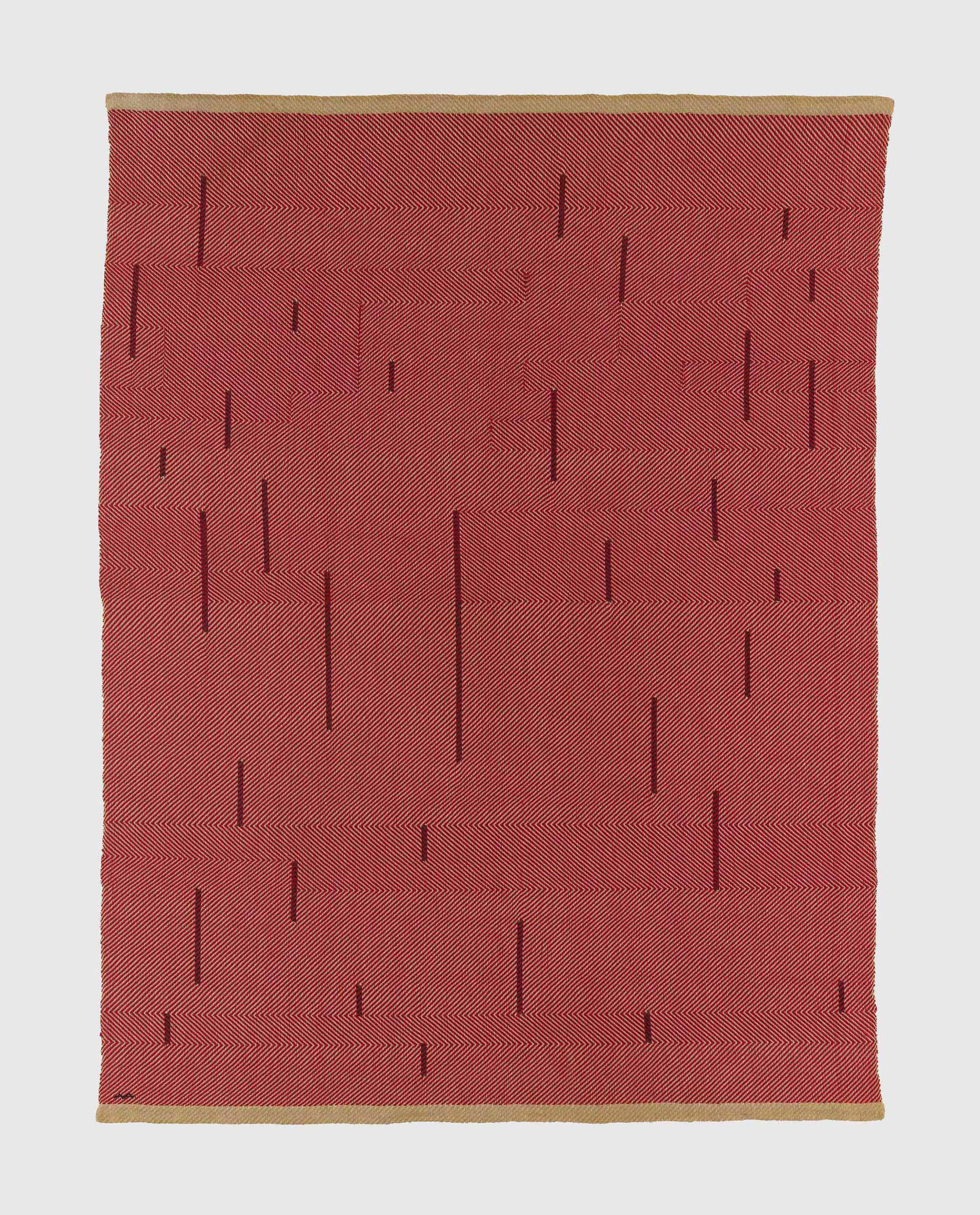 A textile by Anni Albers, titled With Verticals, dated 1946.