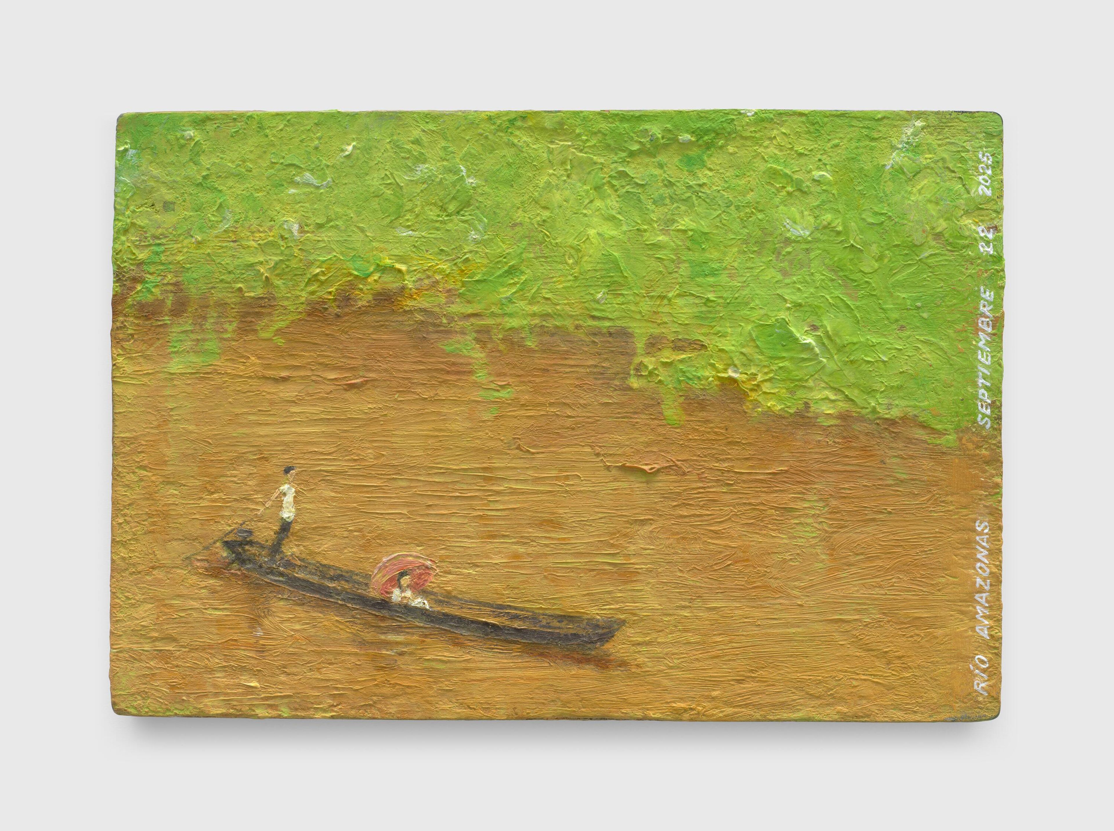 A painting by Francis Alys, titled Rio Amazonas, Septiembre 22, dated 2025.