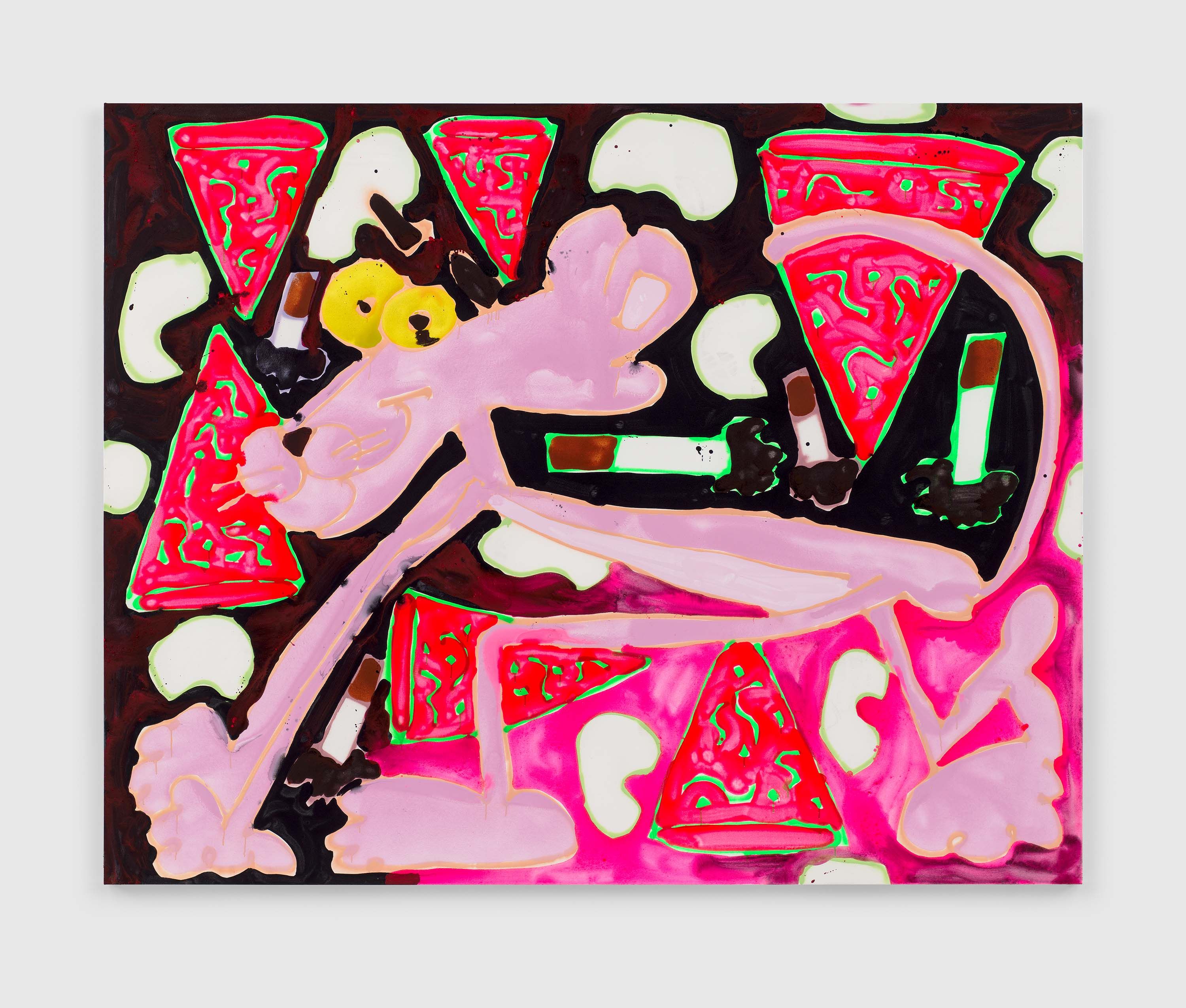 A painting by Katherine Bernhardt Ready, titled Set, Go!, dated 2023.
