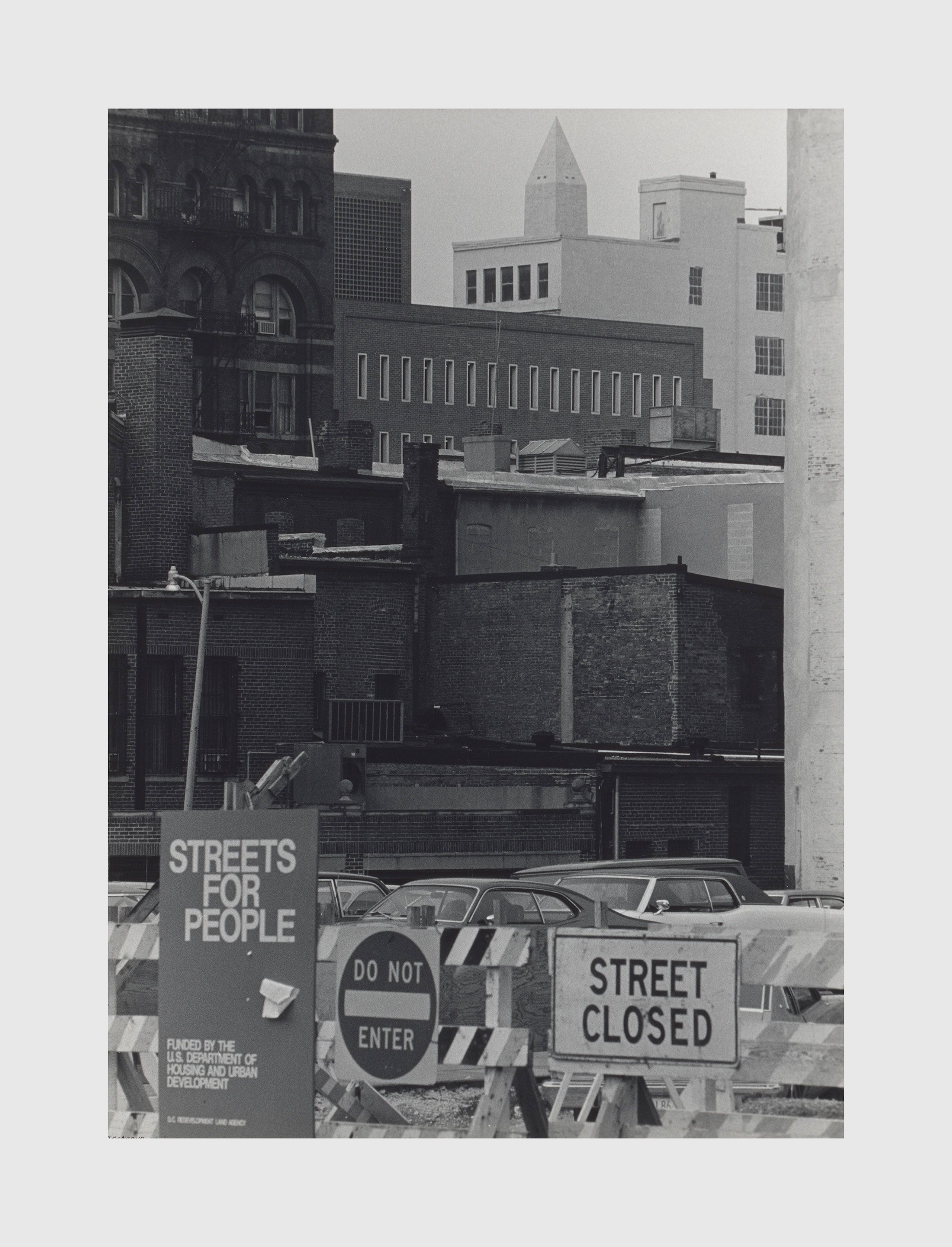 A silver gelatin print by Roy DeCarava, titled Streets for people, Washington D.C., dated 1975.