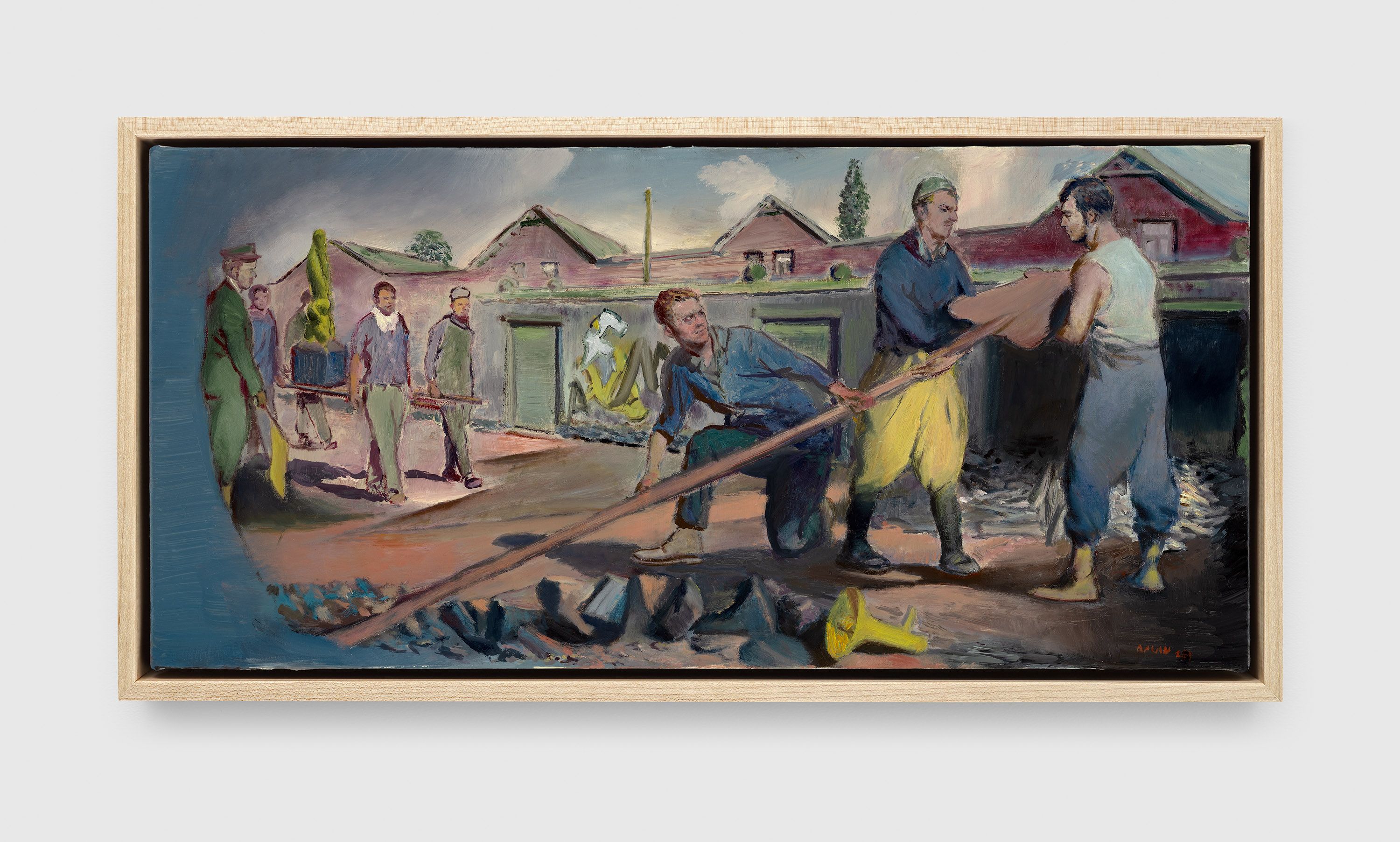 A painting by Neo Rauch, titled Zeichen setzen, dated 2023.