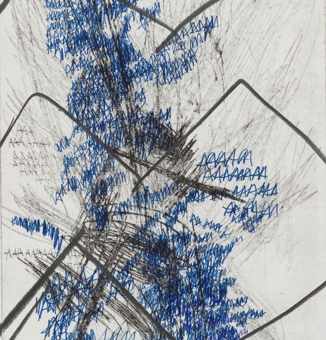A work on paper by Oscar Murillo, titled (untitled) poetics of flight, dated 2019