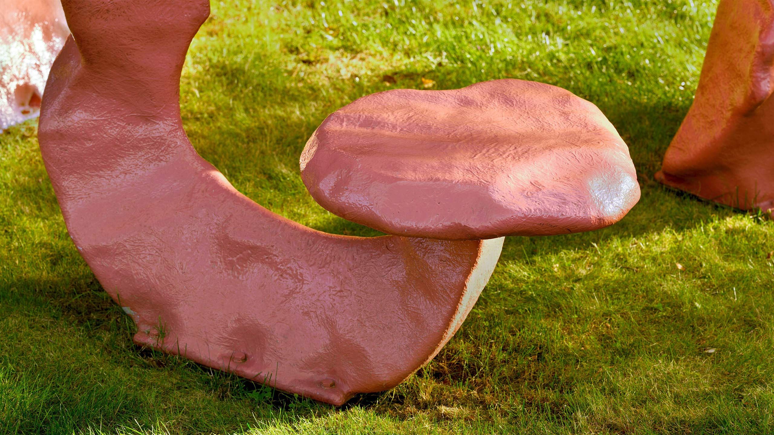 A detail of a sculpture by Franz West, titled Stonehenge, dated 2011