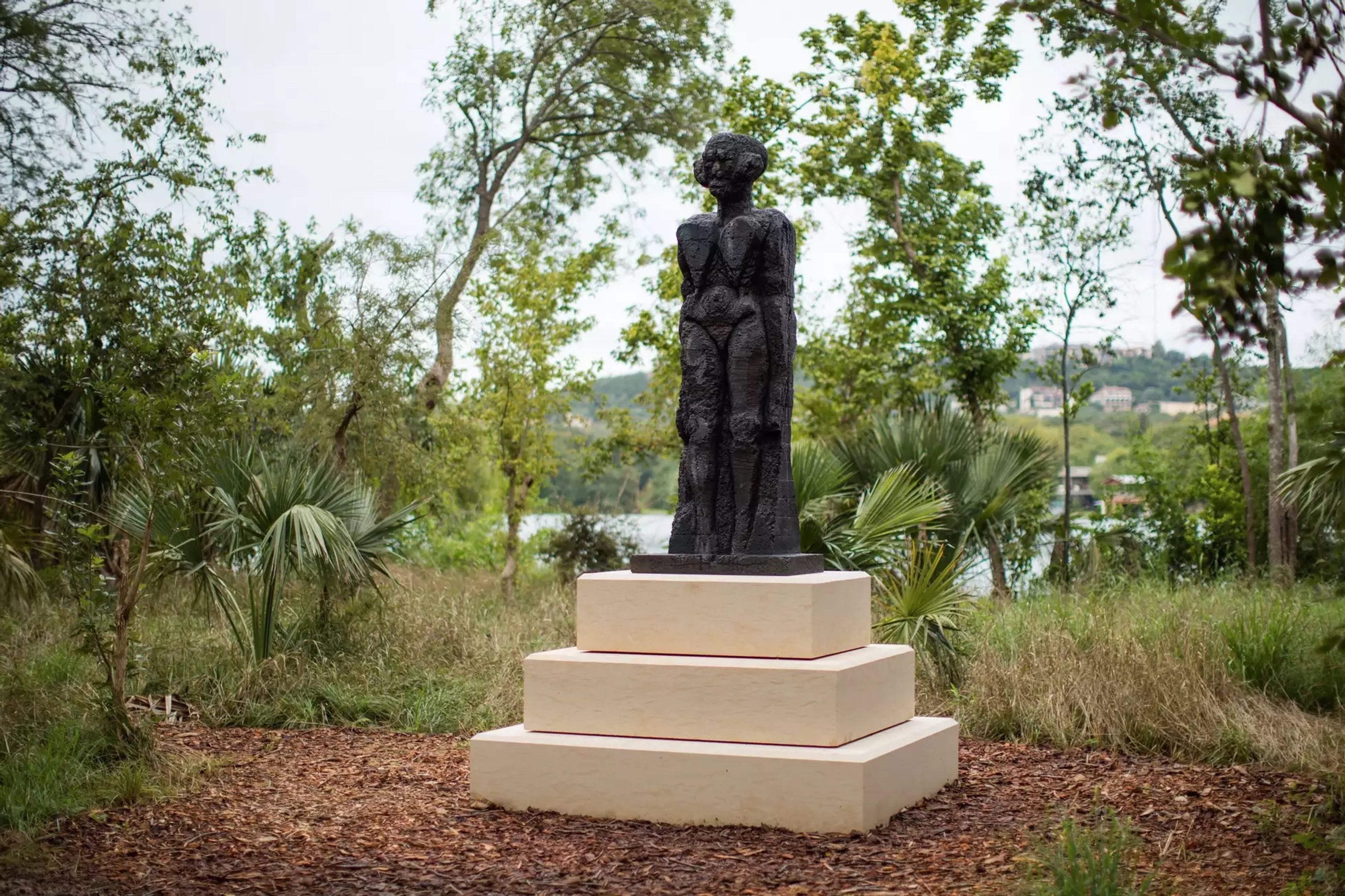 A bronze with patina artwork by Huma Bhabha, titled God Of Some Things, dated 2011.