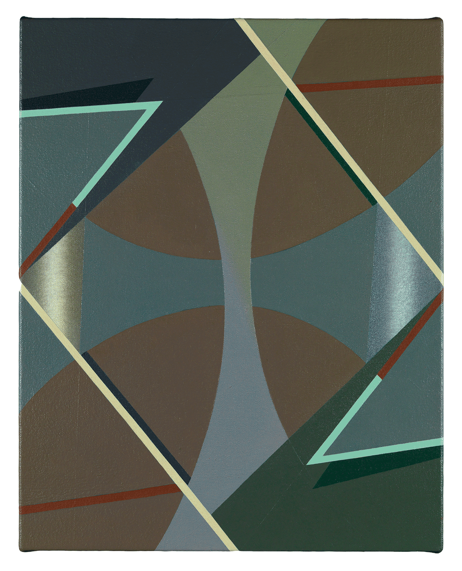A painting by Tomma Abts, titled Voke, dated 2013. A painting by Tomma Abts, titled Voke, dated 2013.