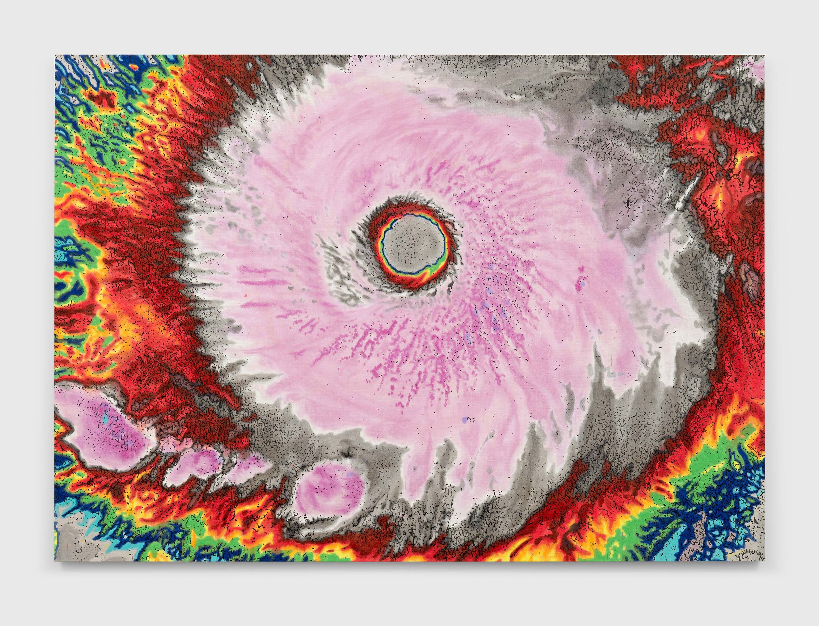 An oil and alkyd on linen painting by Nate Lowman, titled Irma, dated 2022.