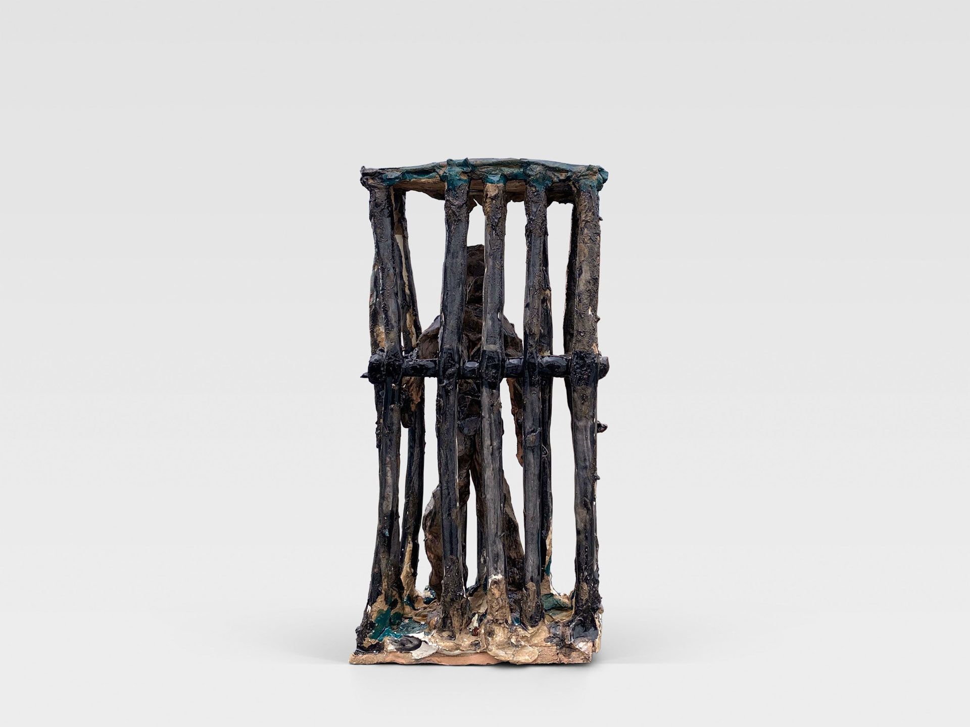 A sculpture by Josh Smith titled Prison, dated 2013.