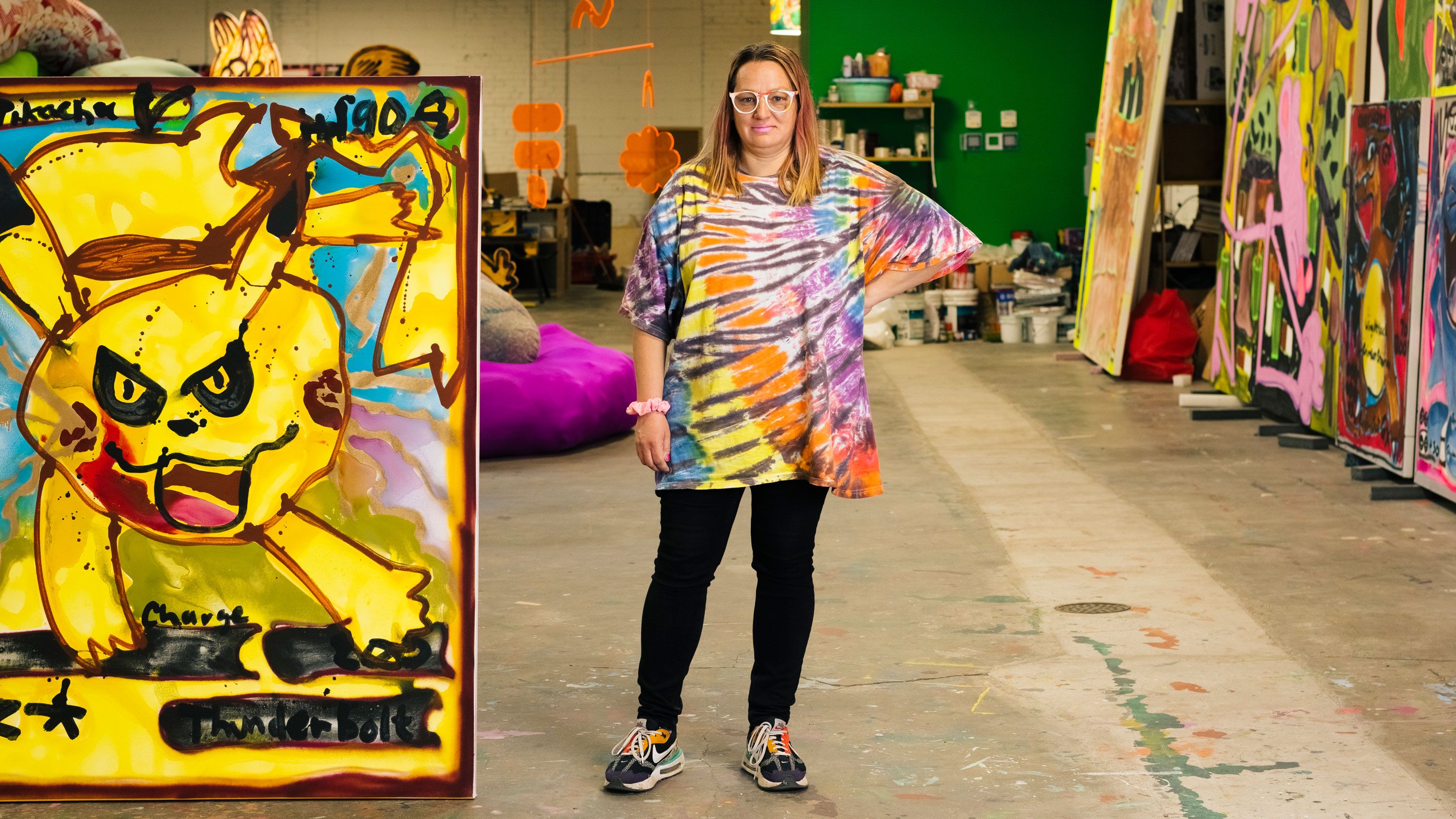 Katherine Bernhardt in her St Louis, Missouri studio