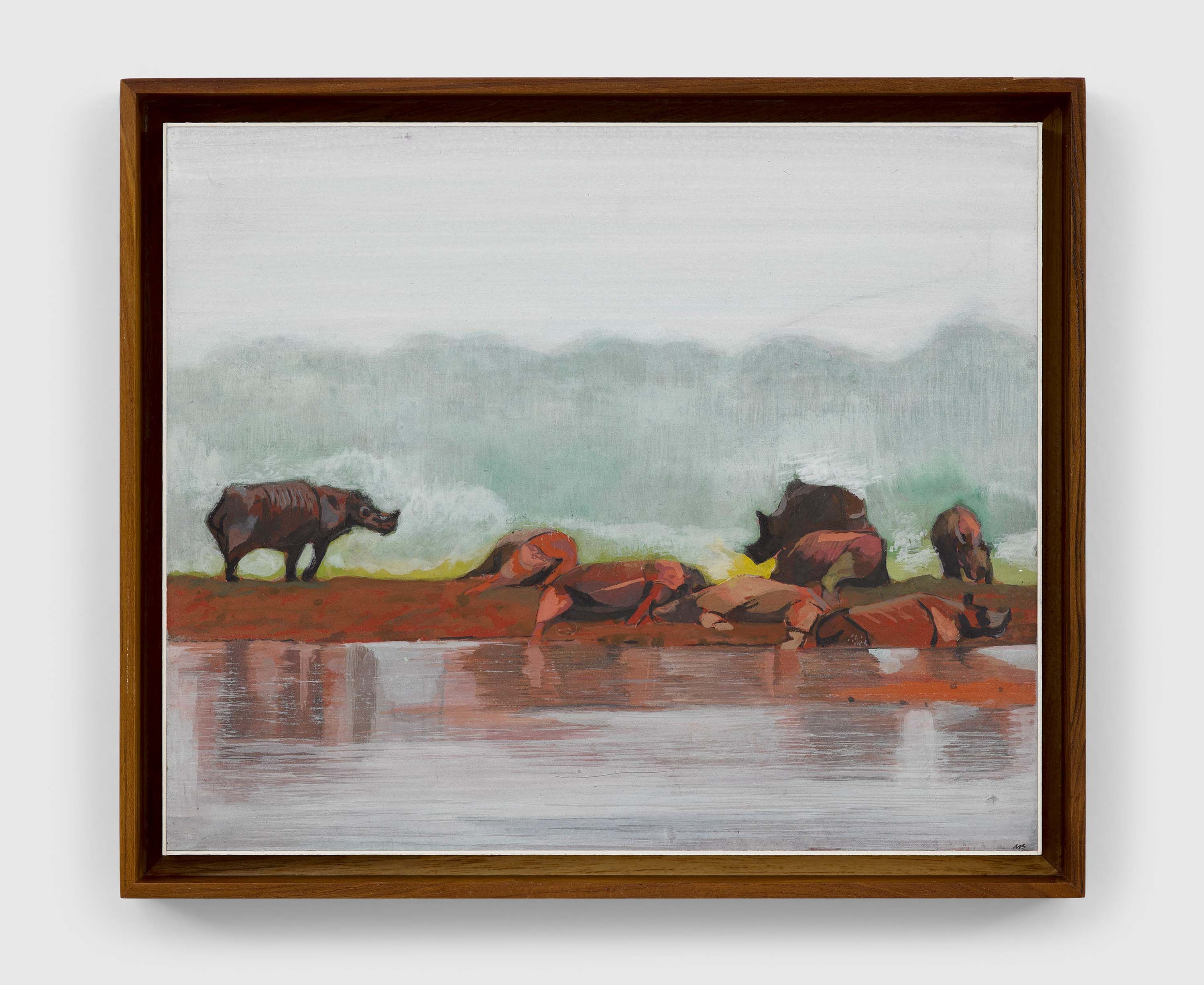 A casein on board painting by Mahesh Baliga, titled Stuck, dated 2022.