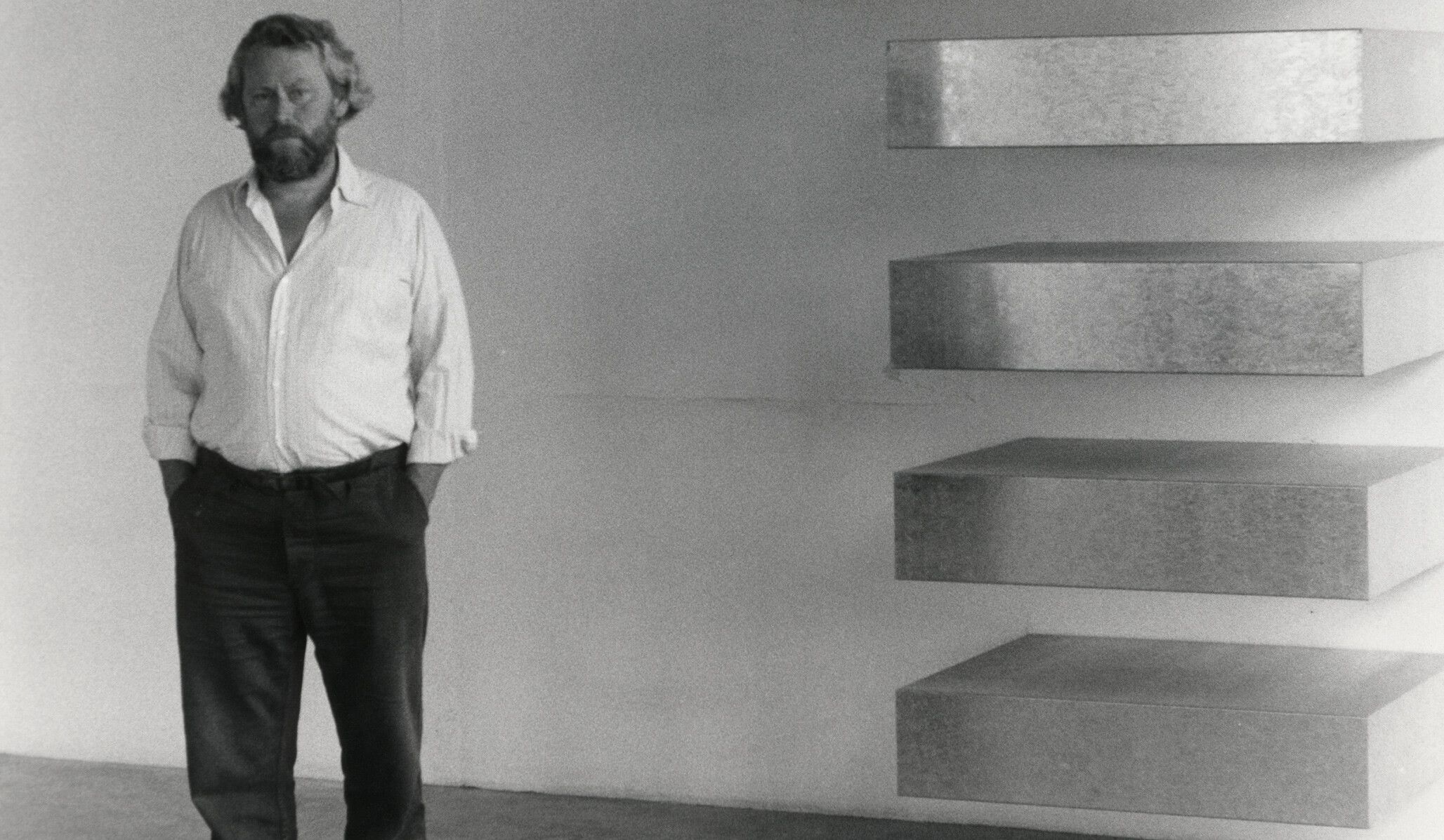 A  Photo by Jamie Dearing of Donald Judd, dated 1982.