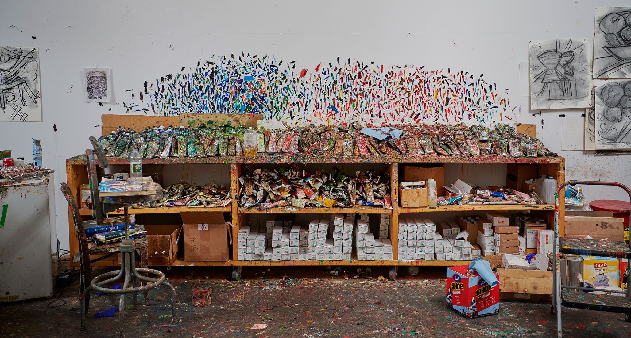 Dana Schutz's studio, 2021. Photo by Jason Schmidt.