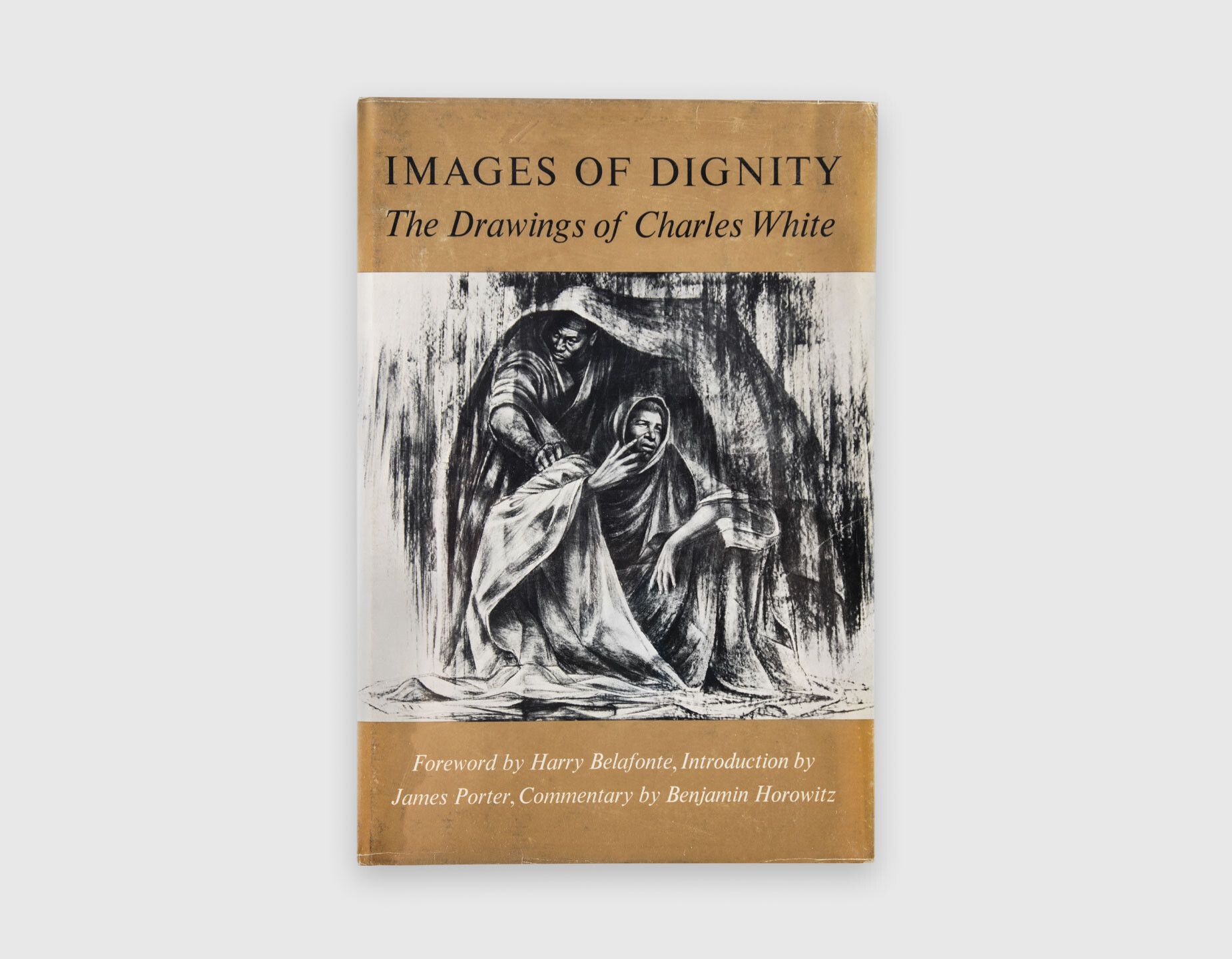 A cover of a book, untiled Images of Dignity: The Drawings of Charles White, dated 1967