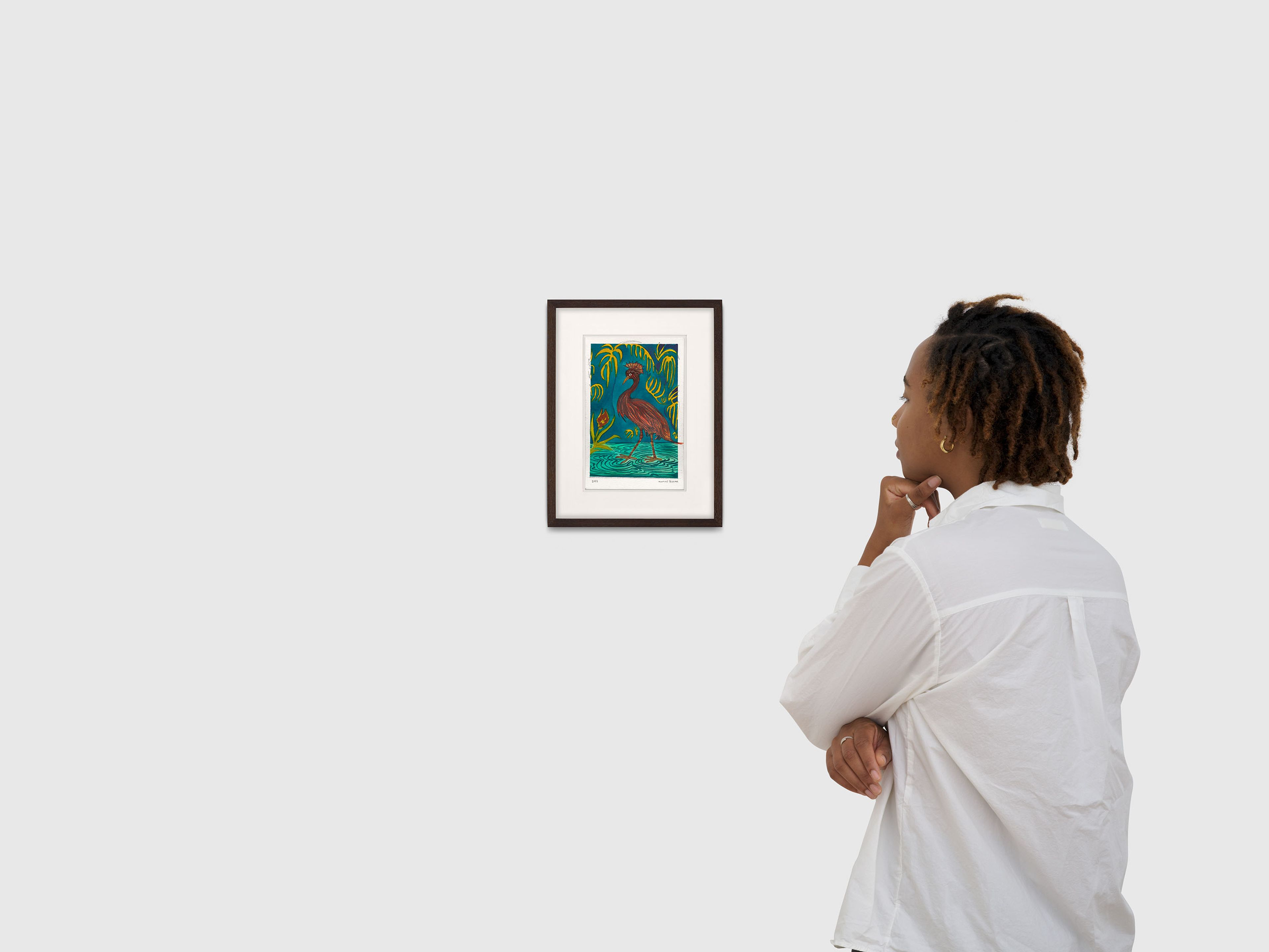 A work on paper by Marcel Dzama, titled Such a pretty bird, dated 2025.