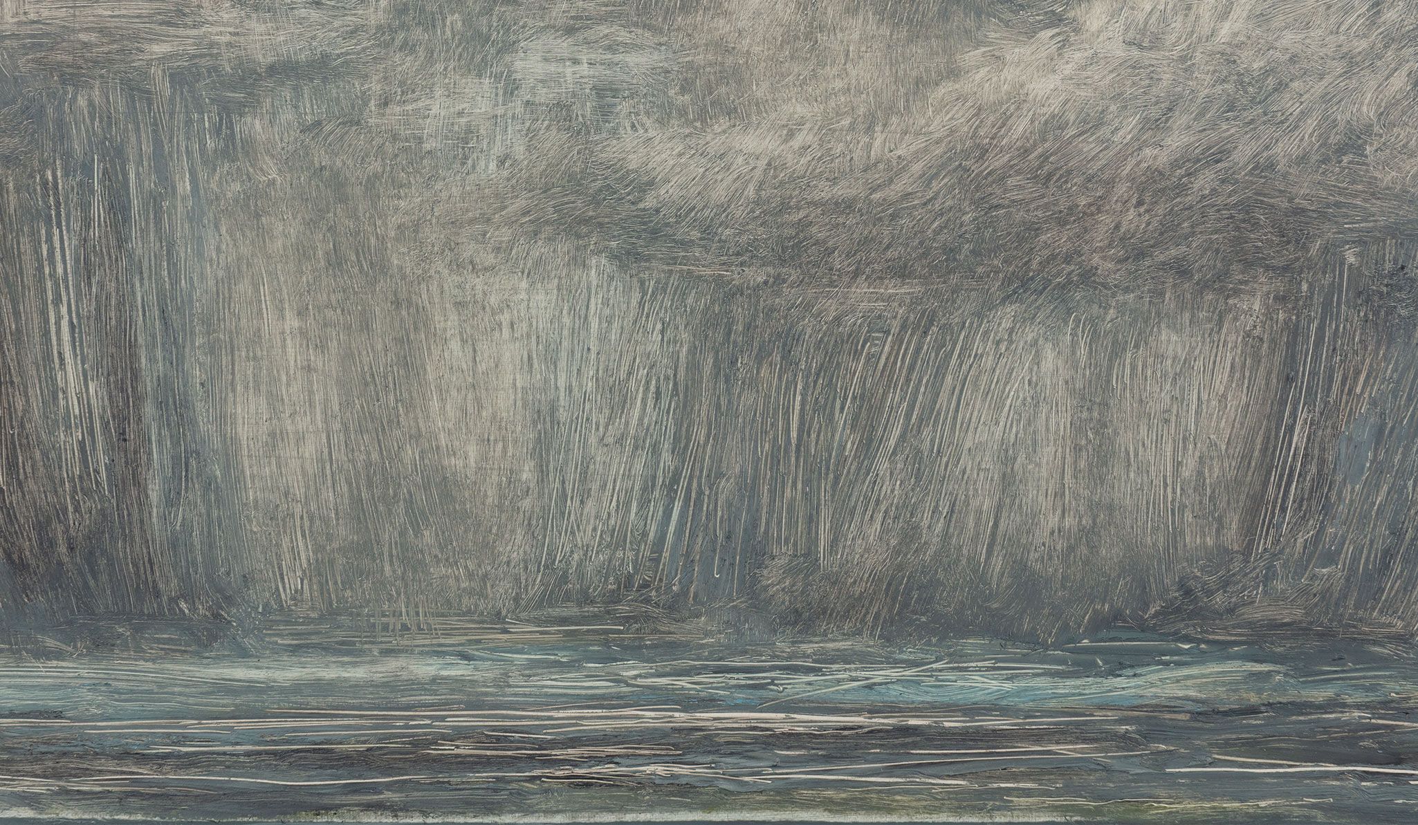 A detail of a painting by Lucas Arruda called Untitled (from the Deserto-Modelo series), dated 2021