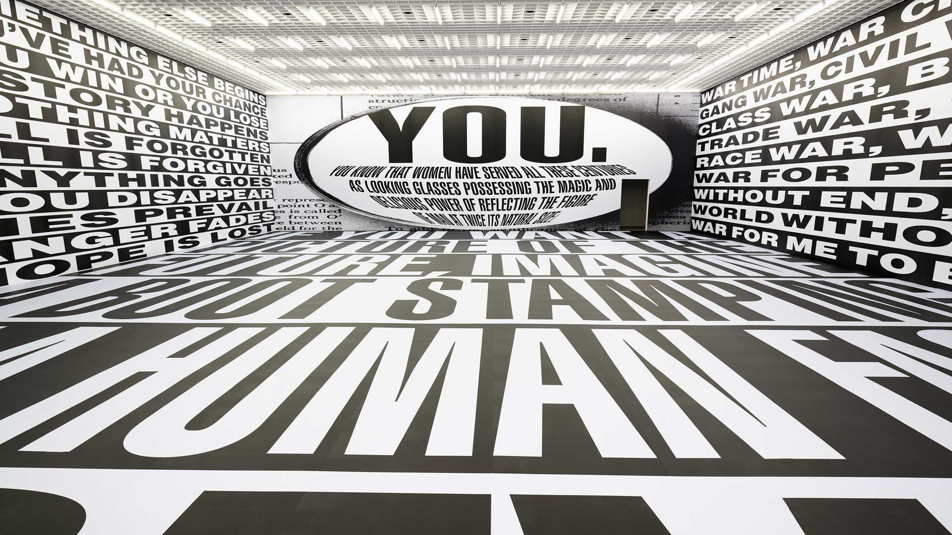 Installation view of the exhibition, Barbara Kruger: Forever, at Amorepacific Museum of Art, Seoul, dated 2019.
